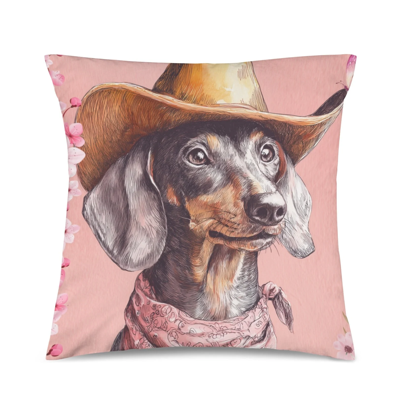 Baha Ranch Cowgirl Dachsund  Velvety Soft Throw Pillow Case Made in America - Image 3