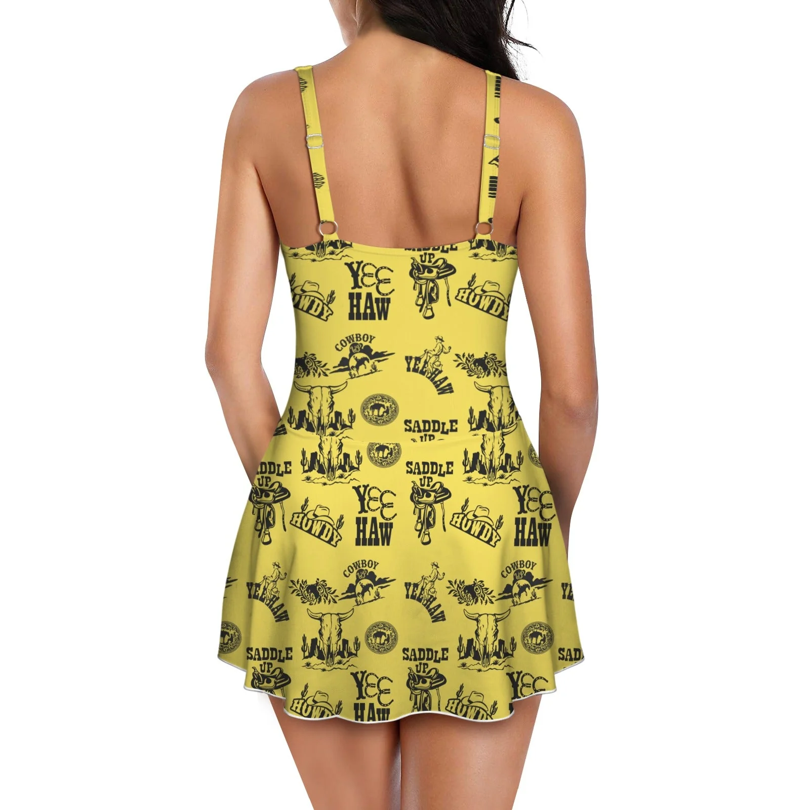Baha Ranch Cowgirl Graphics Skirted One Piece Swim Suit - Image 4