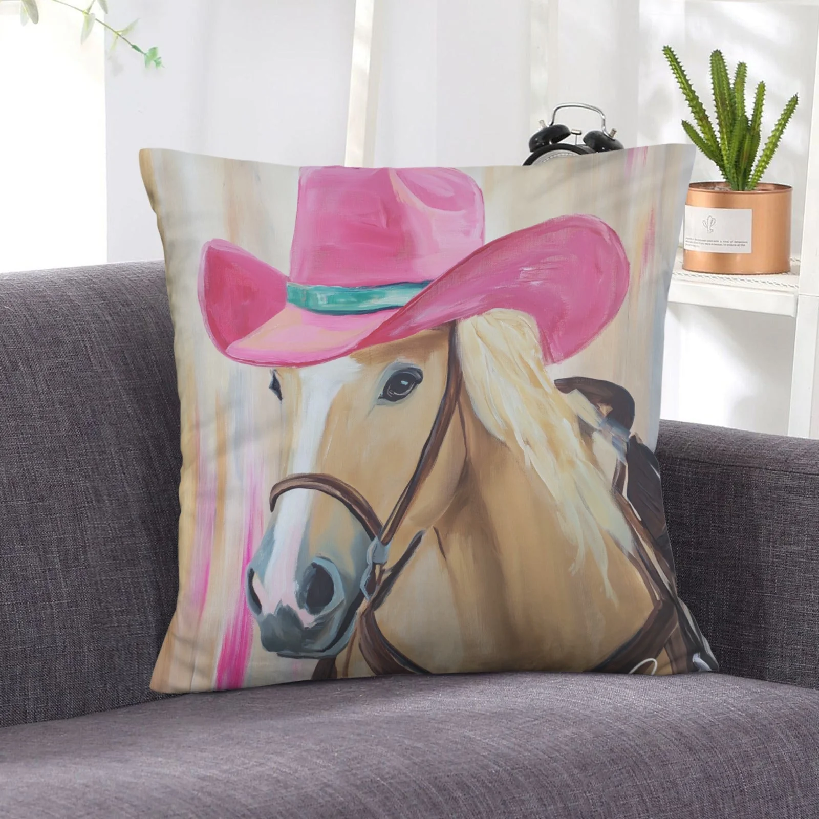 Baha Ranch Cowgirl Horse Velvety Soft Throw Pillow Case Made in America - Image 5