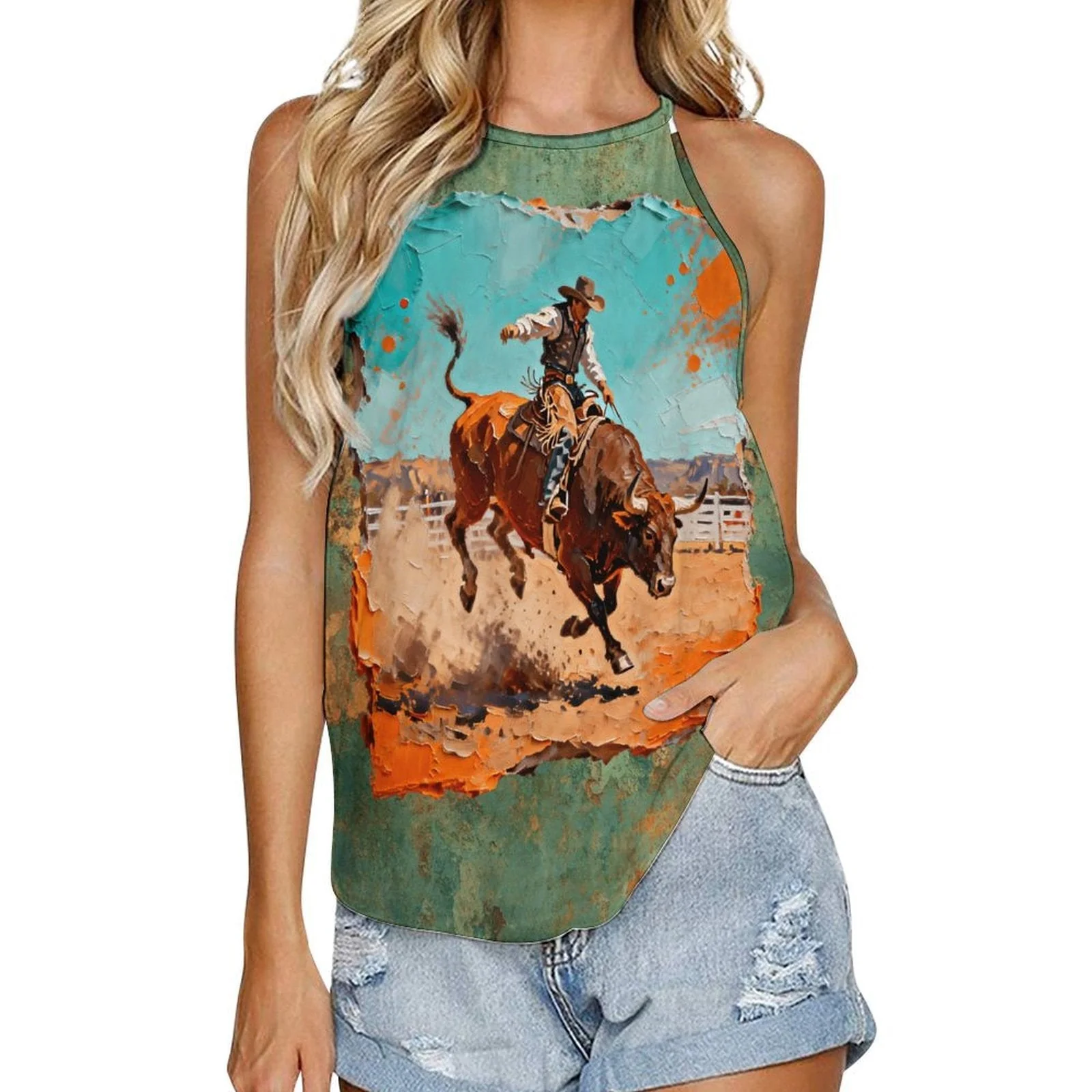 Baha Ranch Eight Second Bull Ride Rodeo Tank Top - Image 2