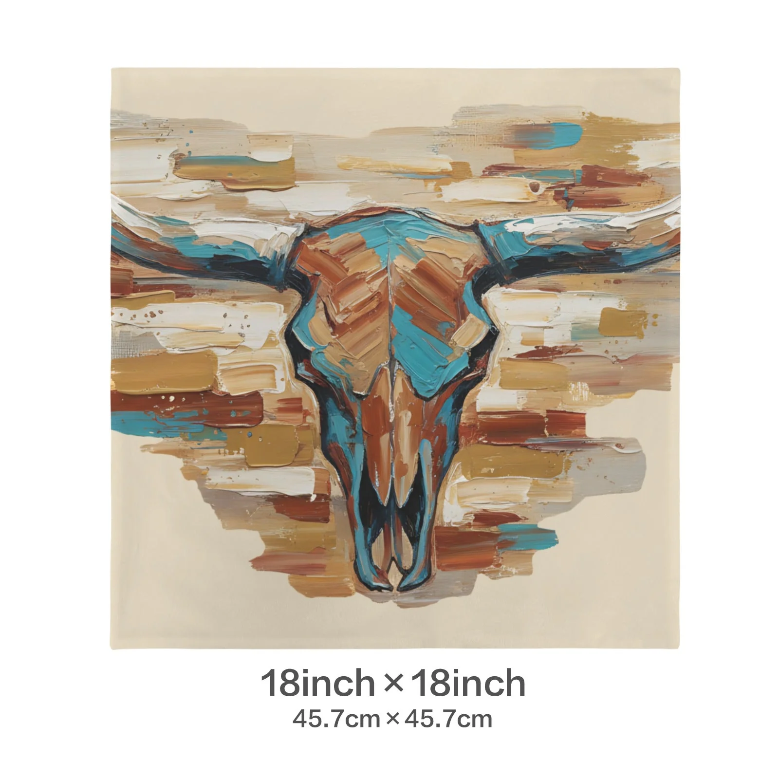 Baha Ranch Painted Tan Longhorn Velvety Soft Pillow Case Made in America - Image 3