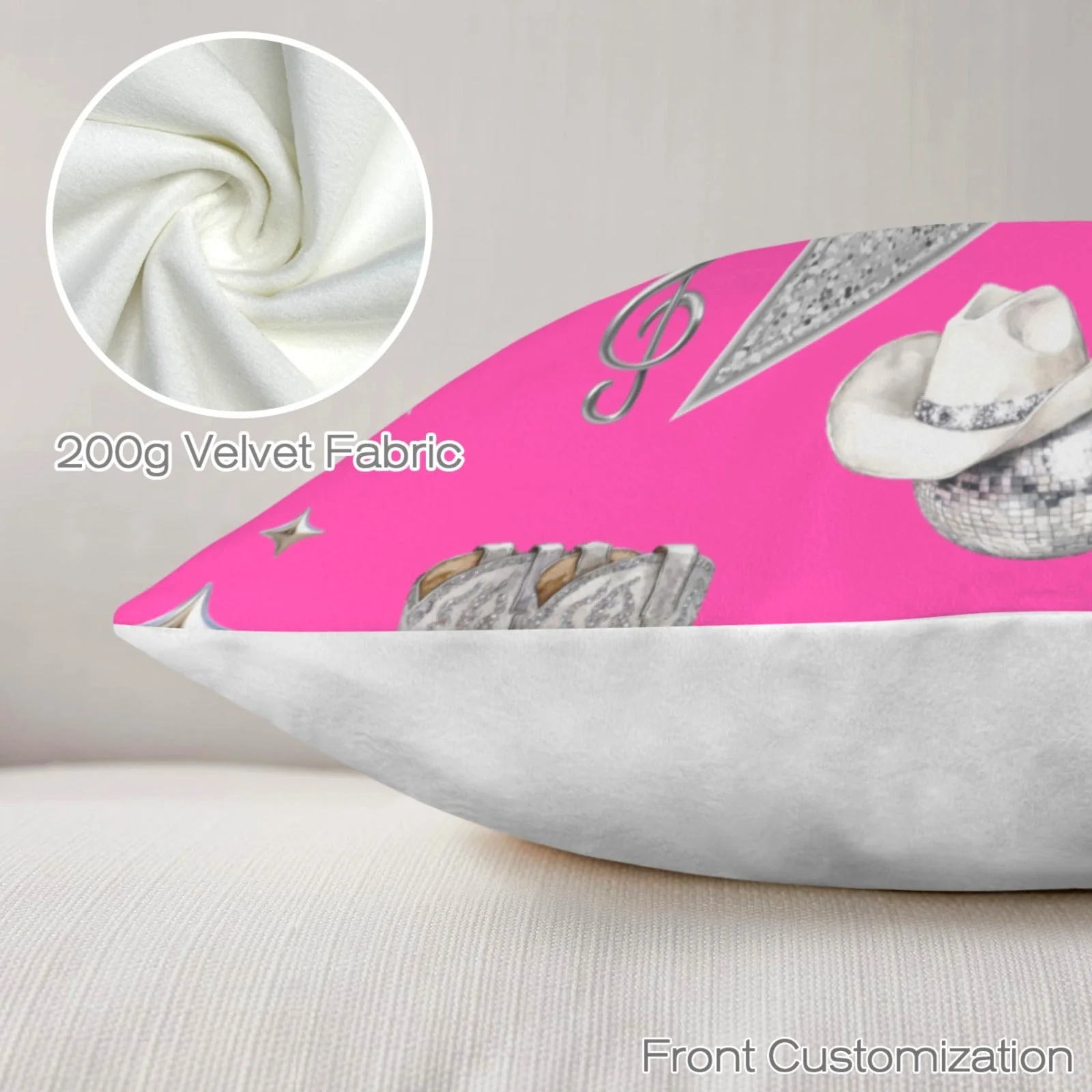 Baha Ranch Pink YEEHAW Velvety Soft Pillow Case Made in America - Image 4