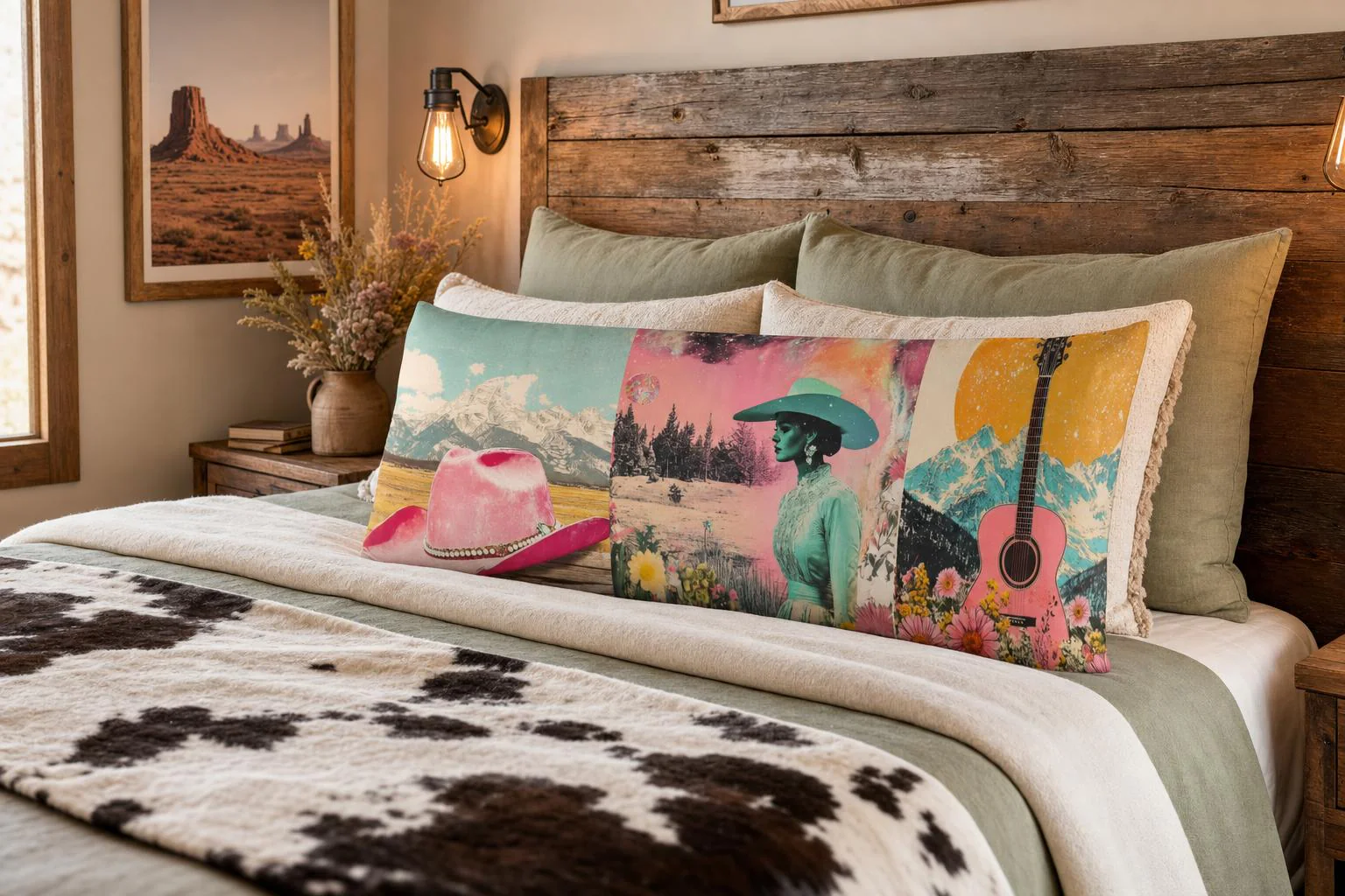 Baha Ranch Pop Western Cowgirl Body Pillow Cover Made in America - Image 2