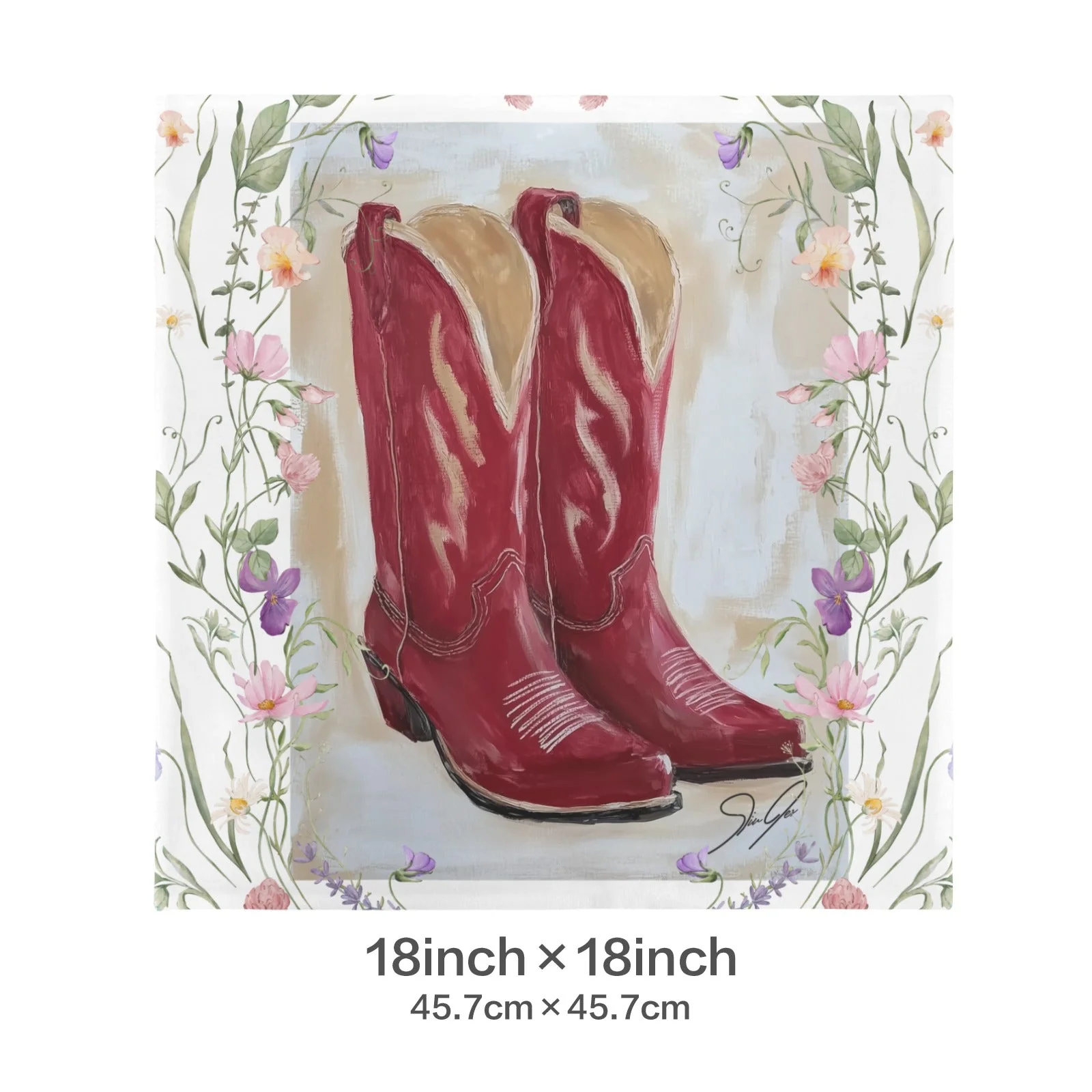 Baha Ranch Red Boots Velvety Soft Throw Pillow Case Made in America - Image 3