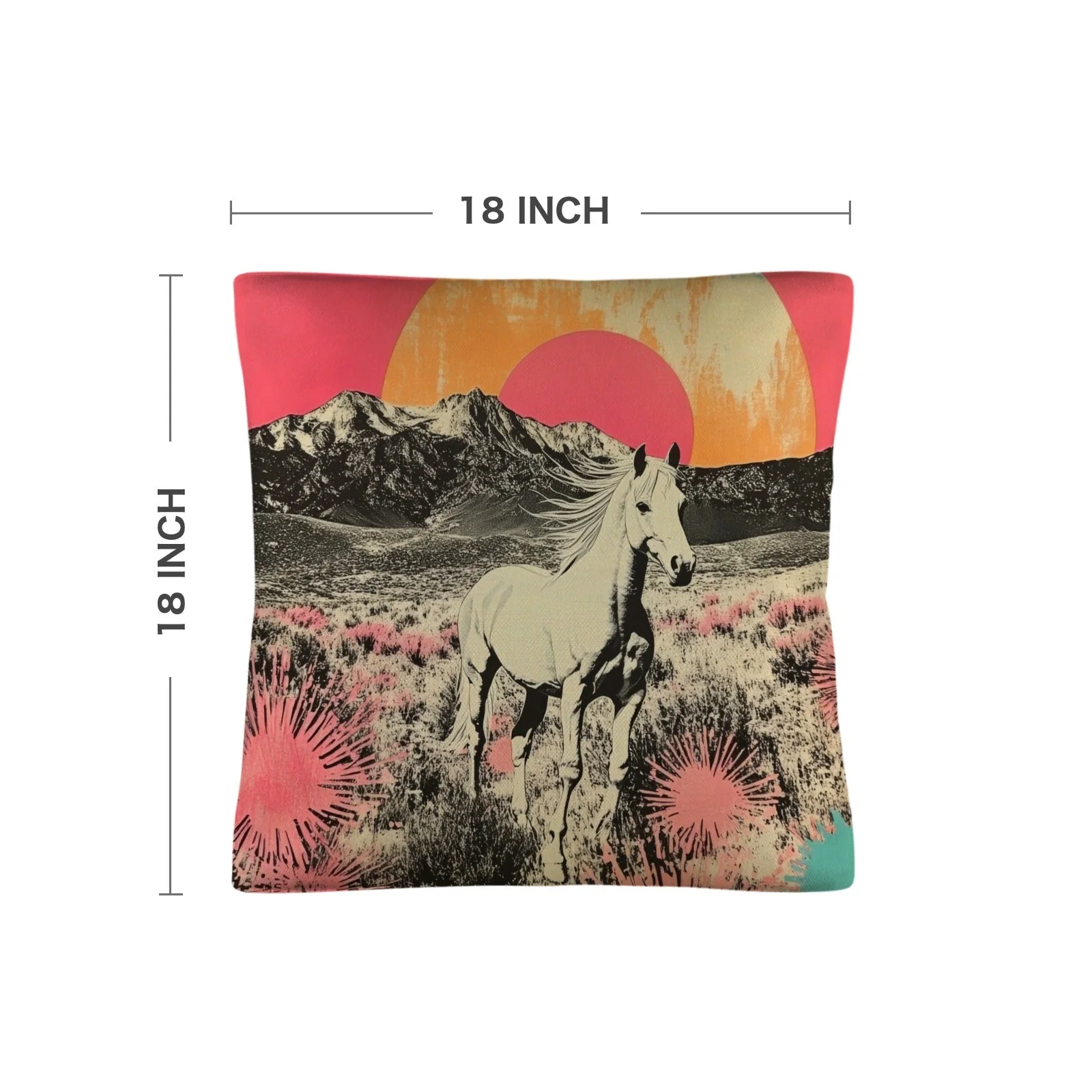Baha Ranch Retro Pop Western Albino Steed Pillow Case Made in America - Image 3