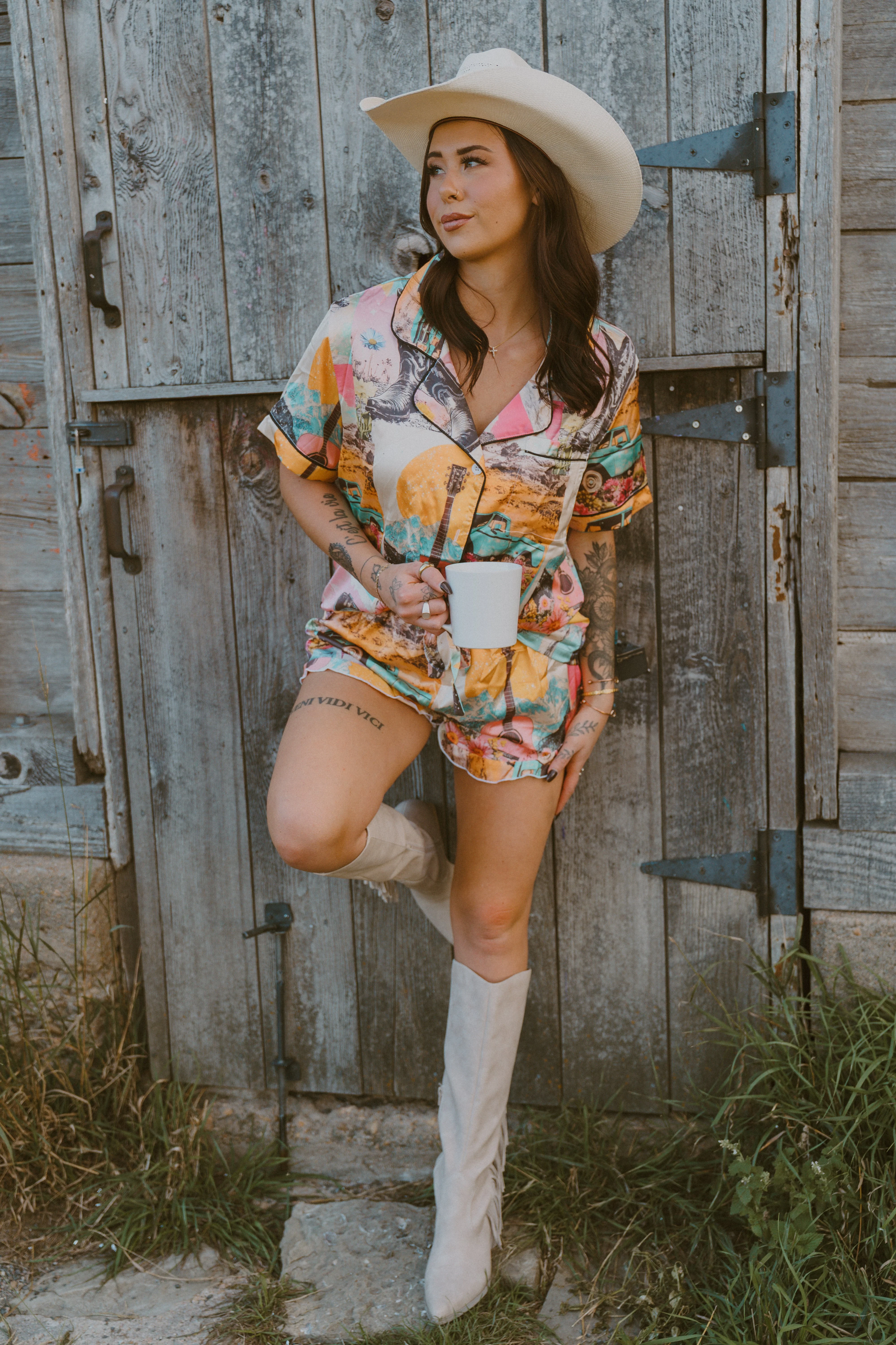 Baha Ranch Retro Pop Western Satin Pajama Set - Image 3