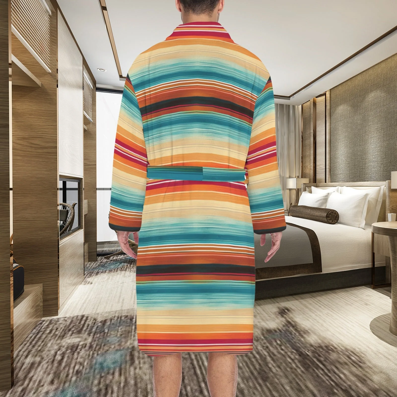 Baha Ranch Southwestern Serape Men's Bath Robe - Image 3