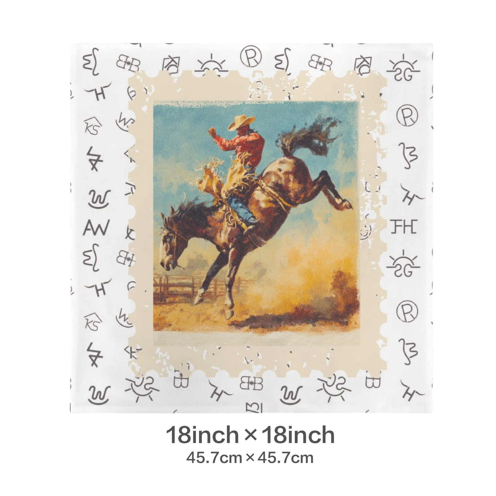 Baha Ranch Stamped Rodeo 2 Velvety Soft Pillow Case Made in America - Image 5