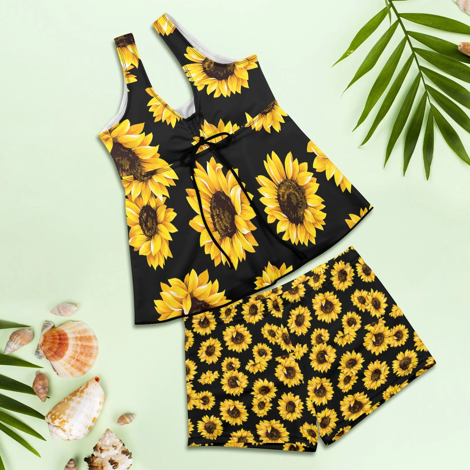 Baha Ranch Sunflowers Tankini & Boy Shorts Swim Set - Image 4