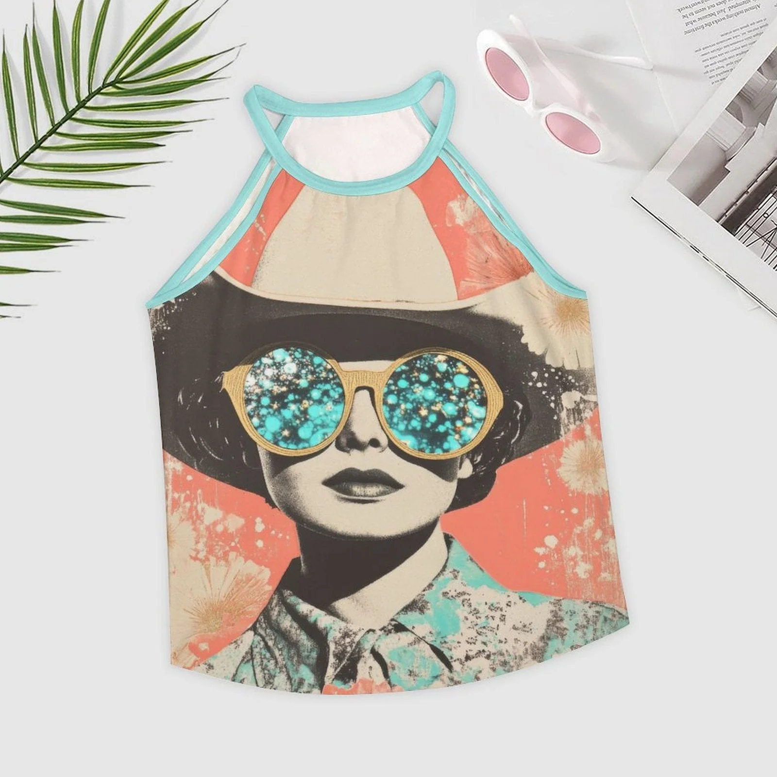 Baha Ranch Turquoise Cowgirl Retro Pop Western Tank Top - Image 4