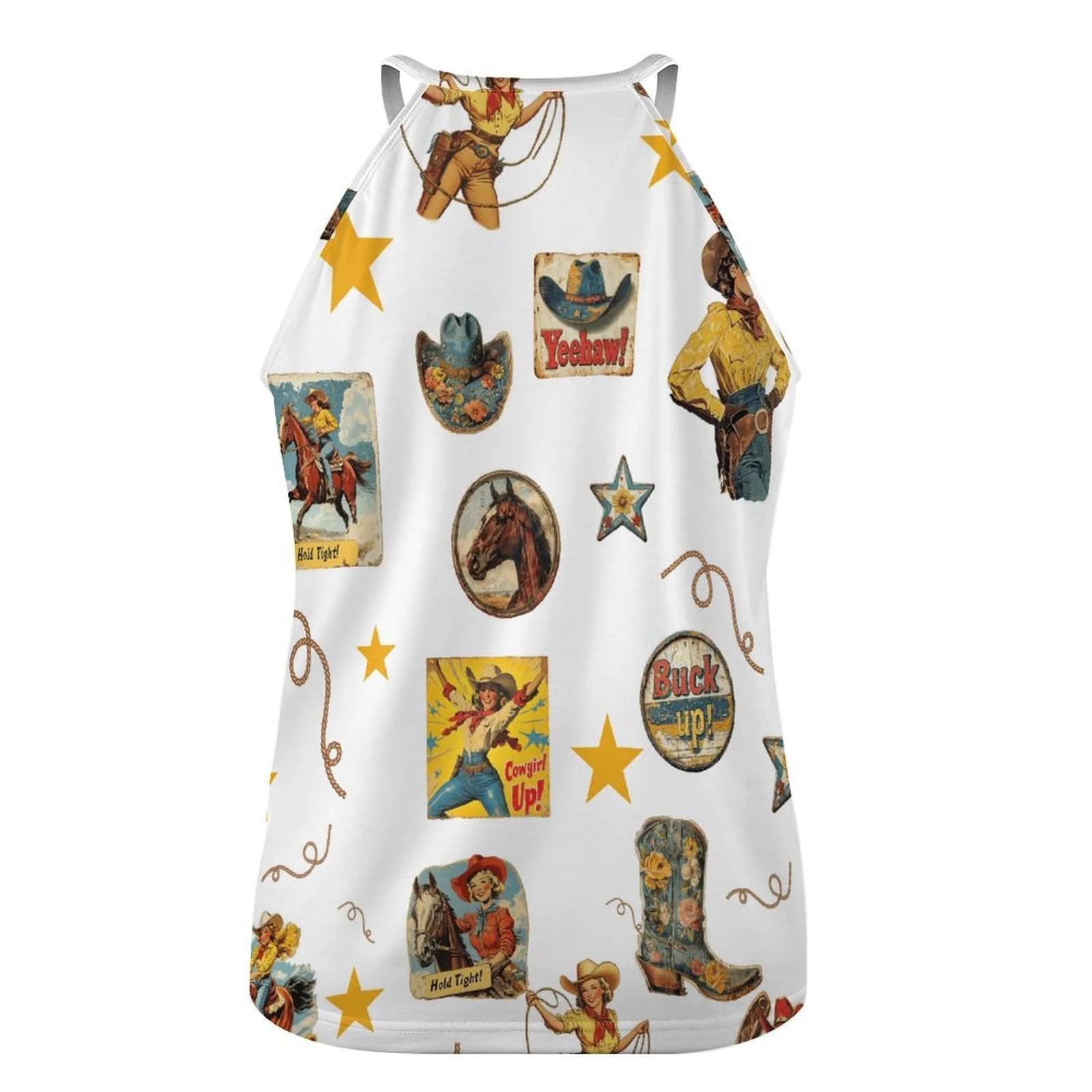 Baha Ranch Vintage Cowgirl Collage Western Tank Top - Image 4