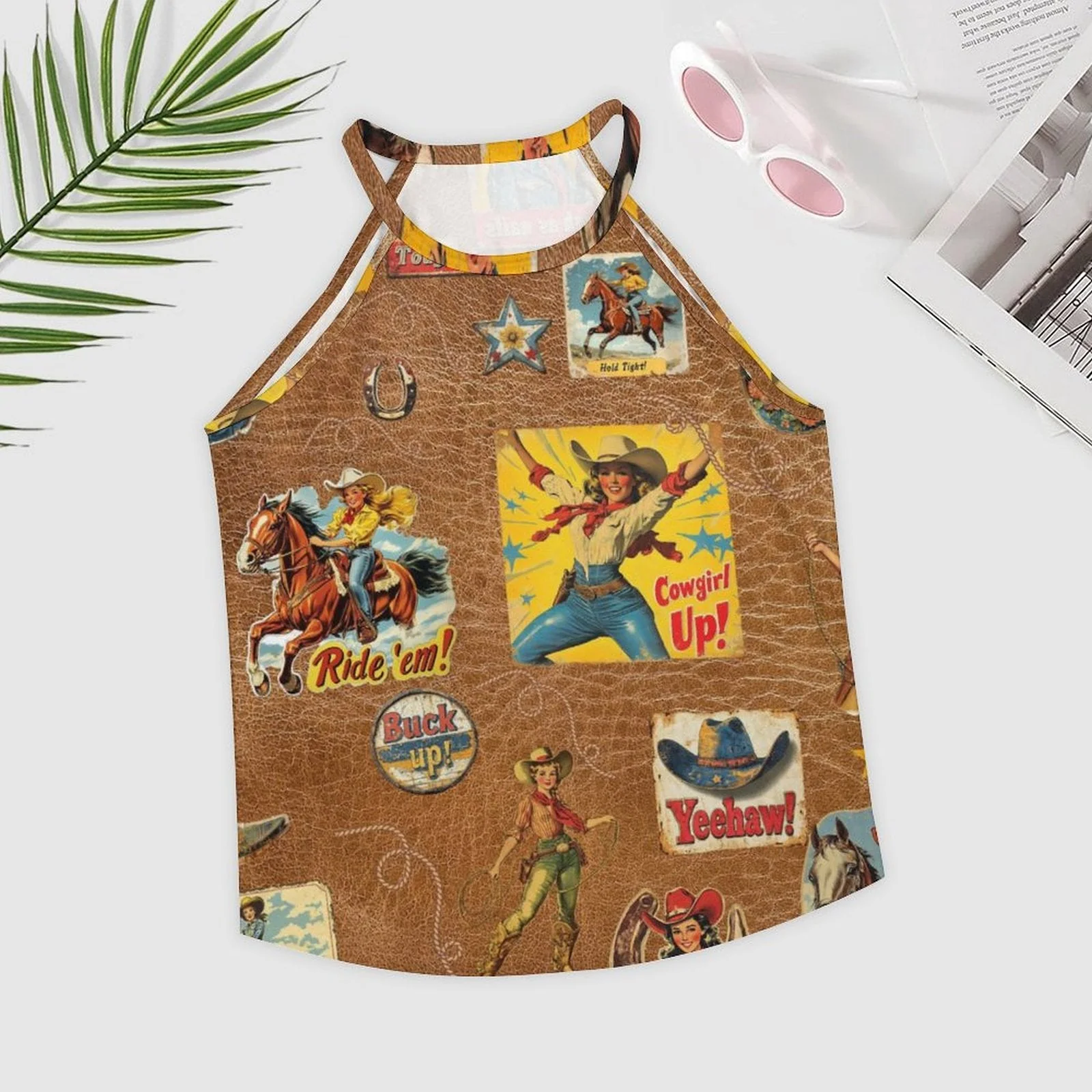 Baha Ranch Vintage Cowgirl Collage Western Tank Top - Image 2