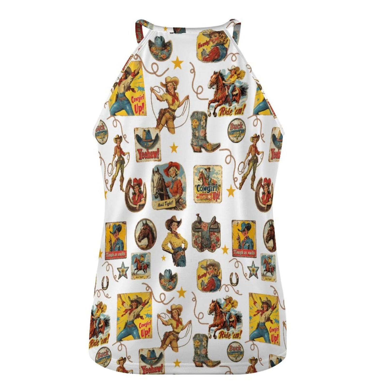 Baha Ranch Vintage Cowgirl Collage Western Tank Top - Image 4