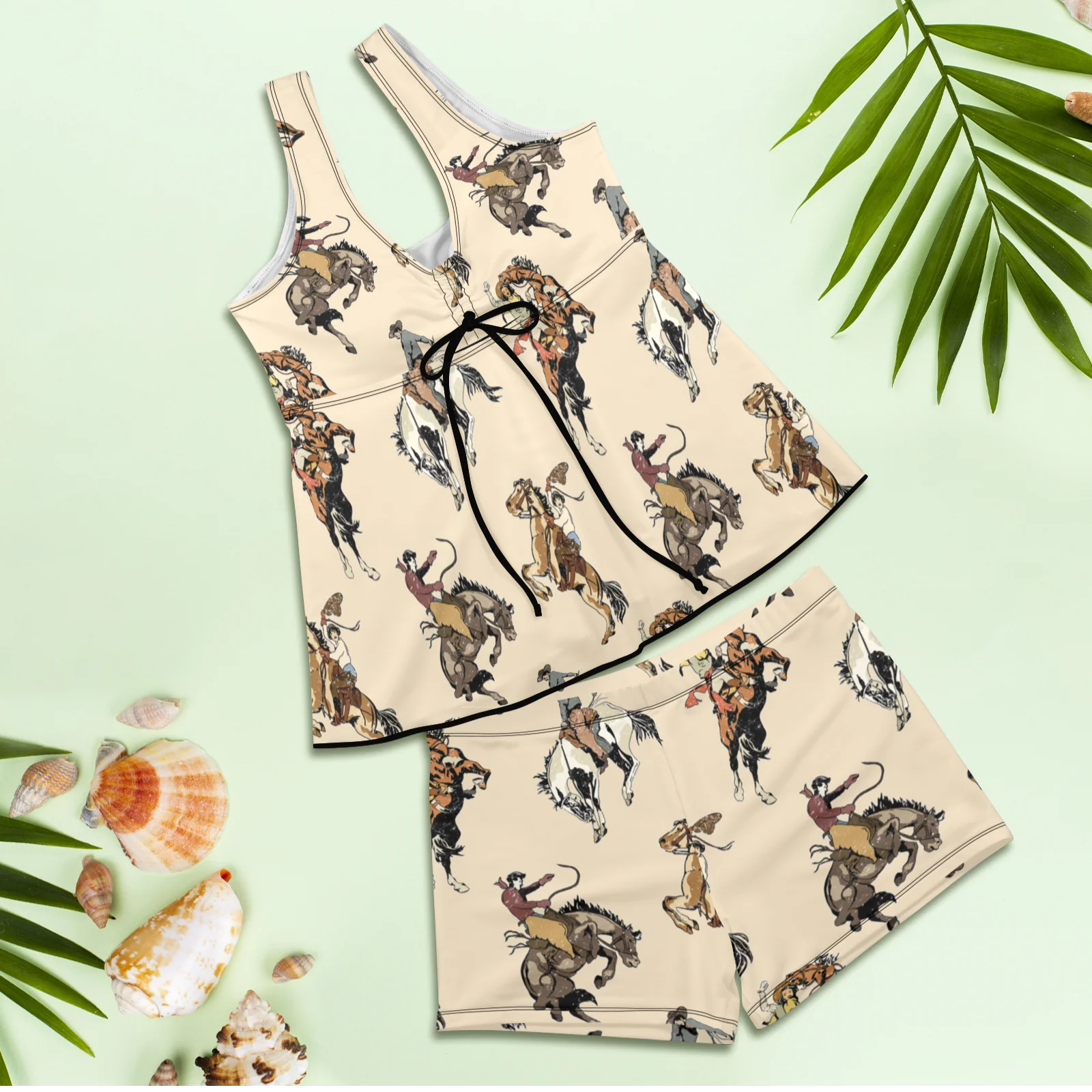 Baha Ranch Vintage Cowgirl Tankini & Boy Shorts Swim Set - Image 2