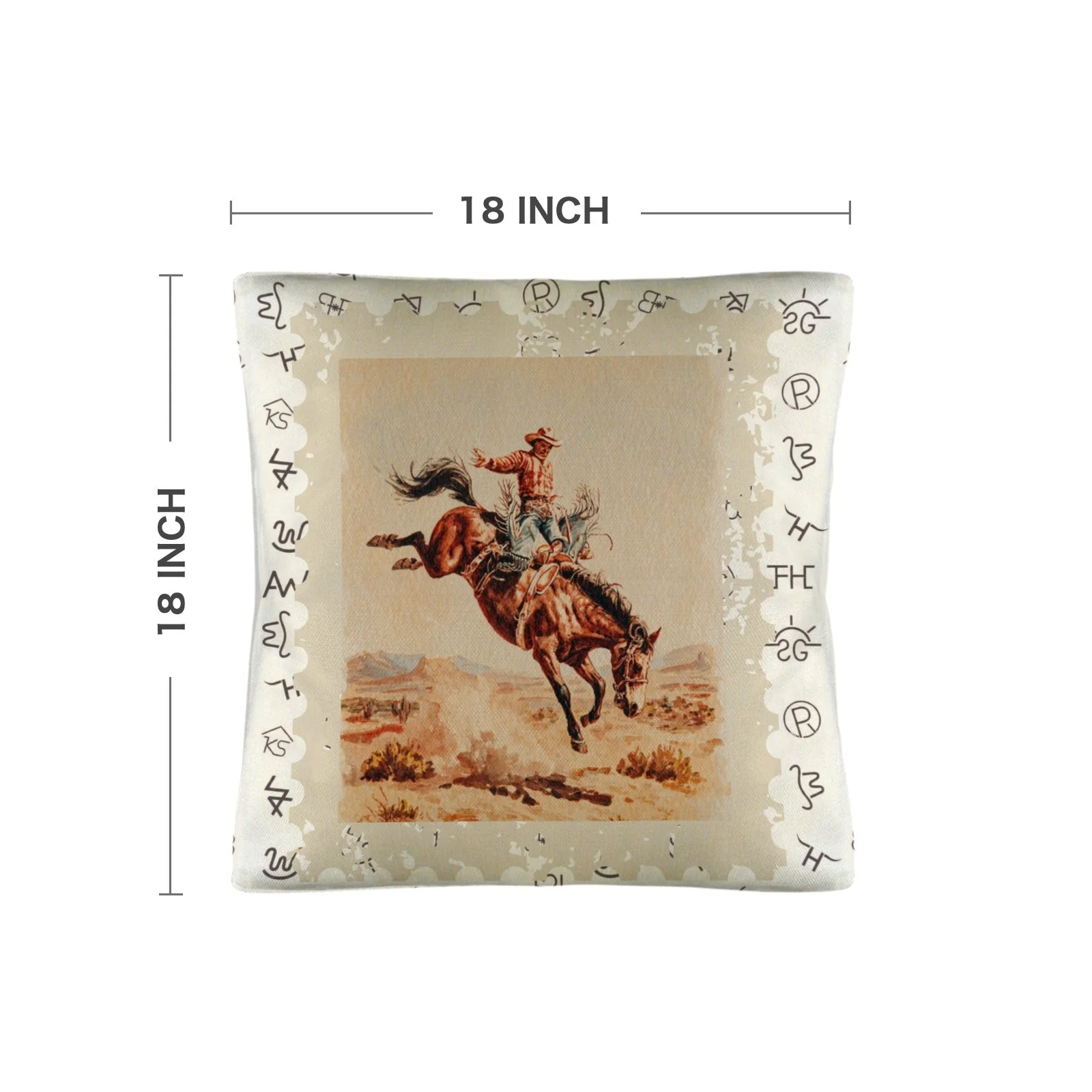 Baha Ranch Vintage Rodeo Stamp Throw Pillow Made in America - Image 3
