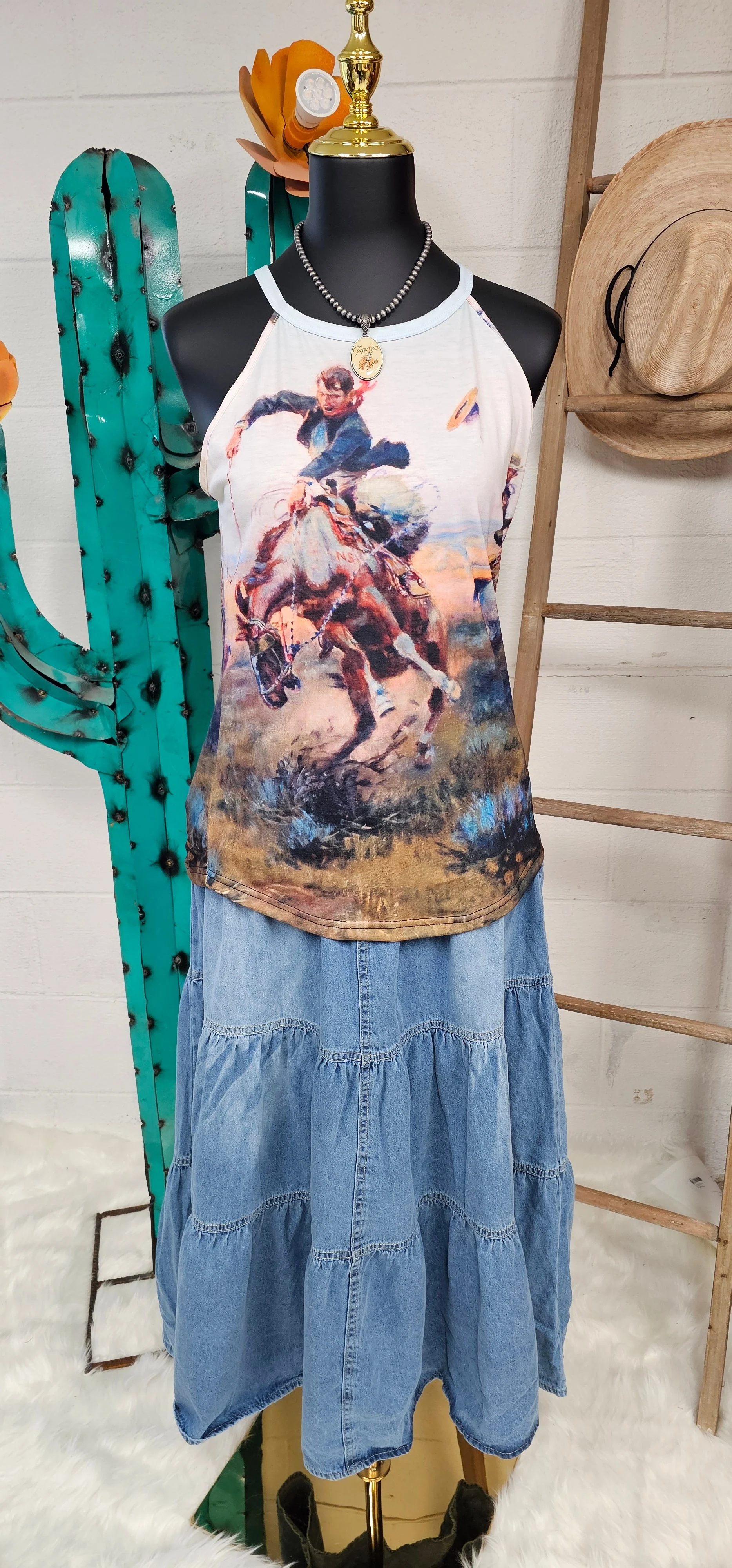 Baha Ranch Vintage Western Cowboy Women's Tank Top - Image 7