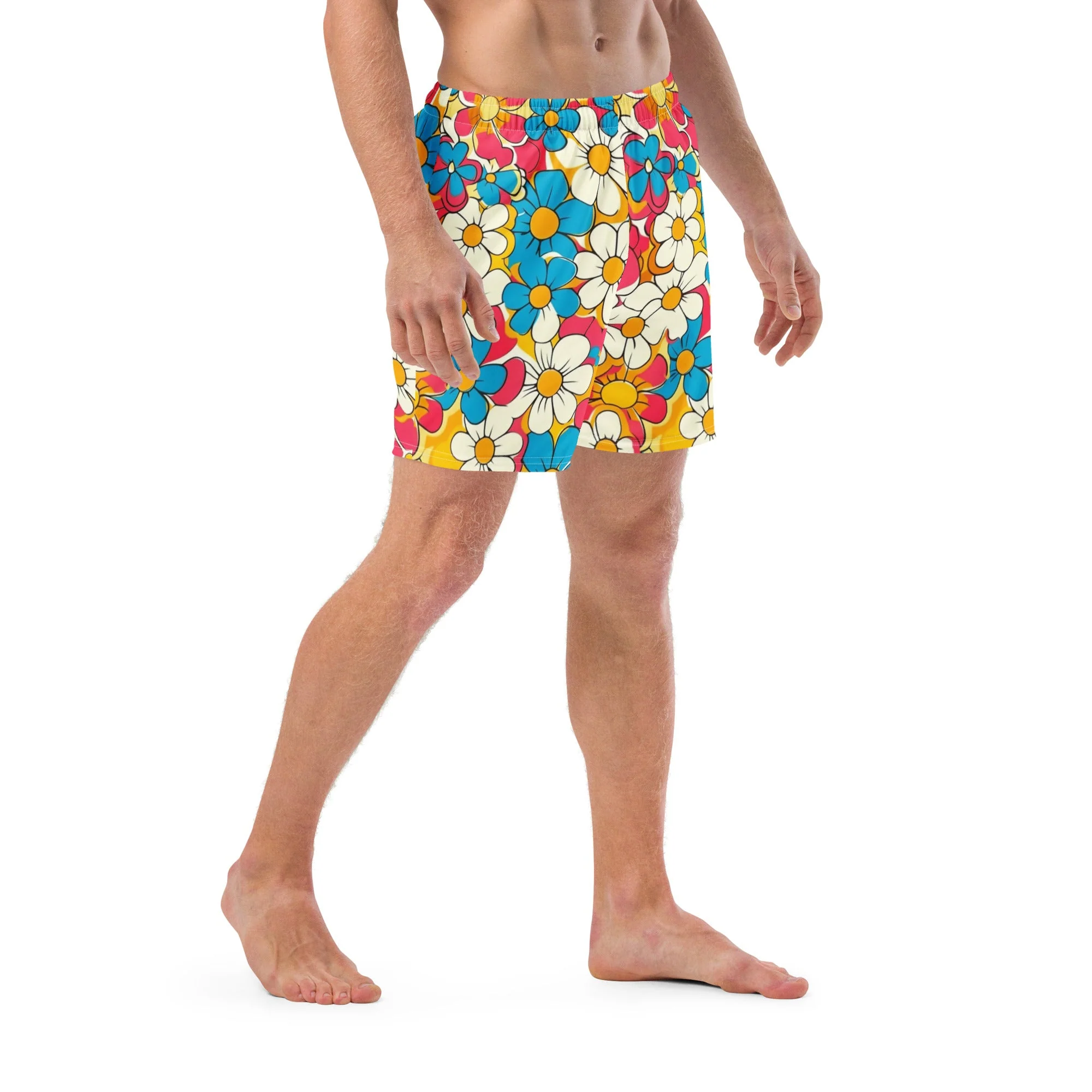 Baha Ranch Yeehaw Flower Child Retro Men's Swim Trunks - Image 4