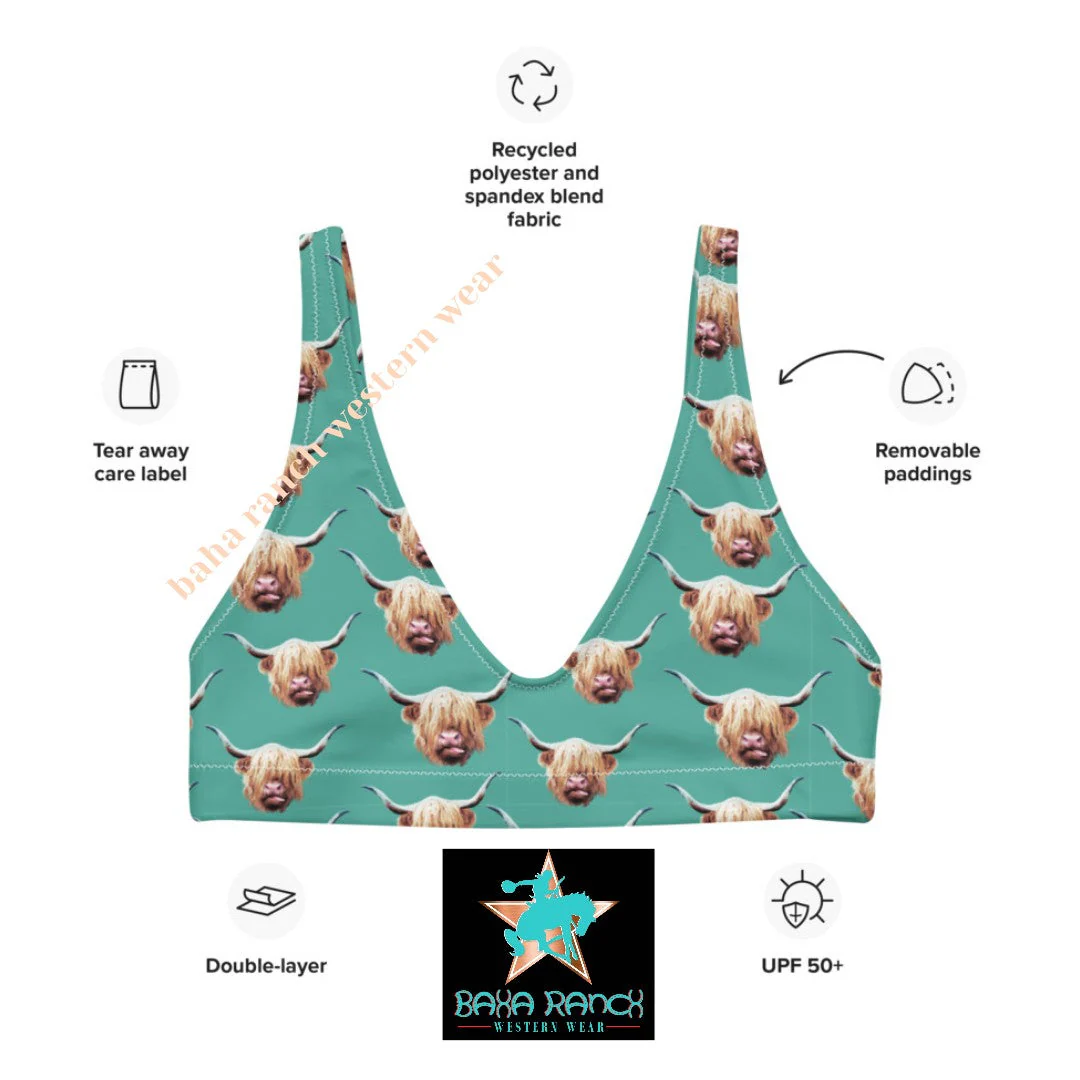 Baha Ranch Yeehaw Highland Cow Bikini Top - Image 7