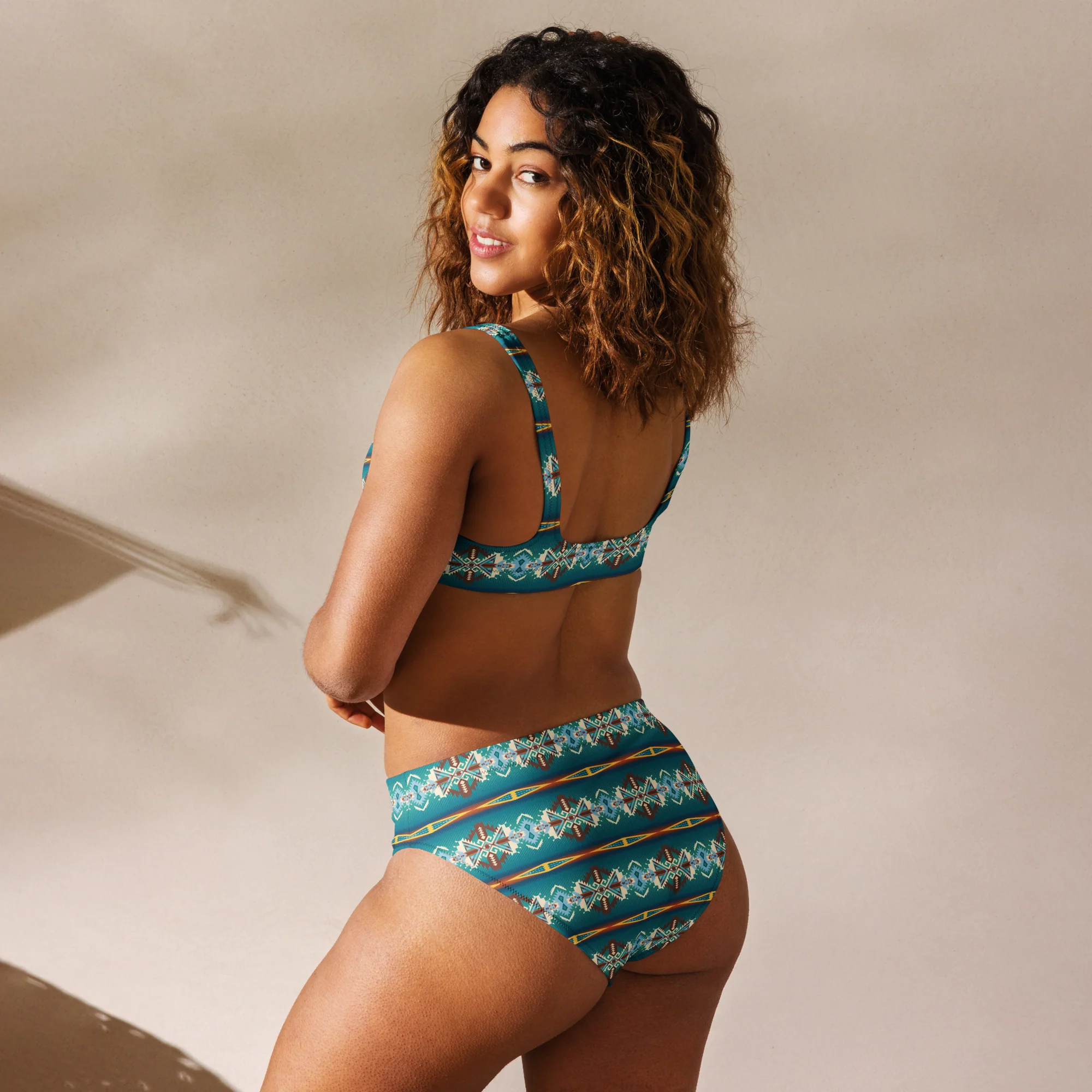 Baha Ranch Yeehaw Teal Aztec Blanket Print Bikini - Image 3