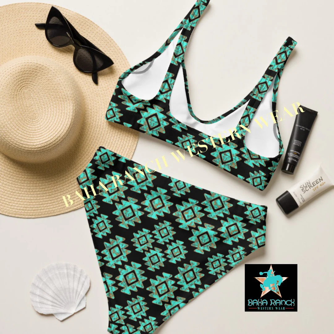 Baha Ranch Yeehaw Turquoise Aztec Bikini - Image 3