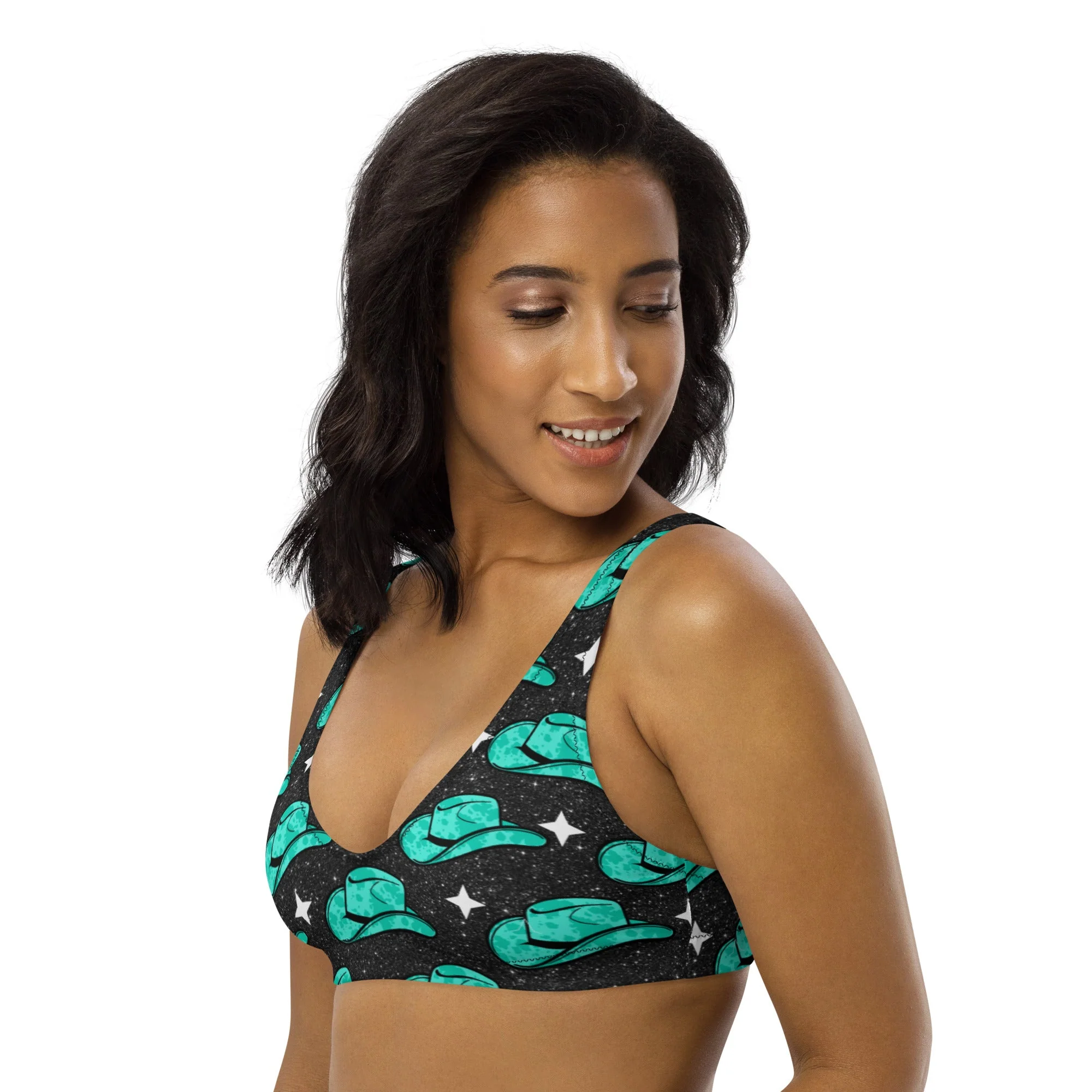 Baha Ranch Yeehaw Turquoise Hat Bikini Top - Image 2