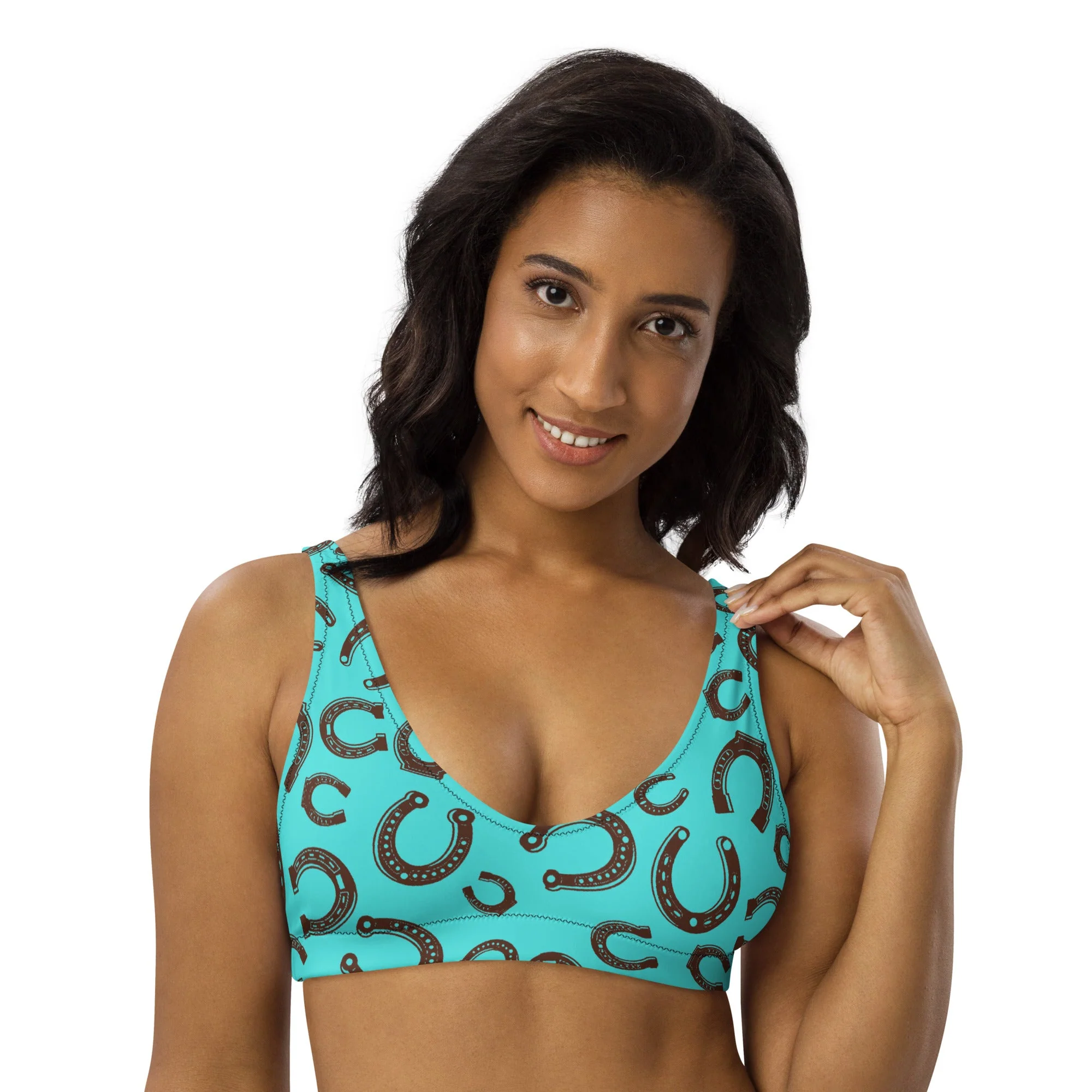 Baha Ranch Yeehaw Turquoise Horseshoe Bikini Top - Image 5