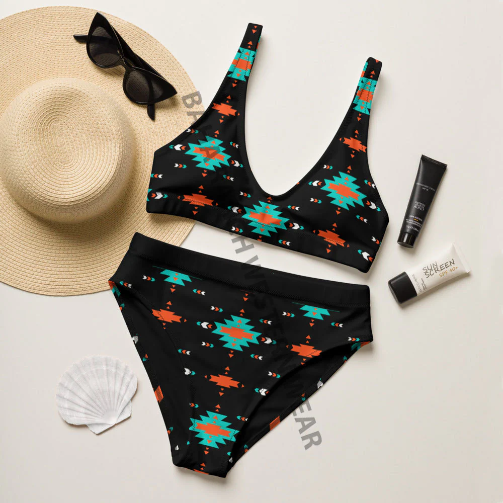 Baha Ranch Yeehaw Turquoise & Orange Aztec Bikini - Image 2