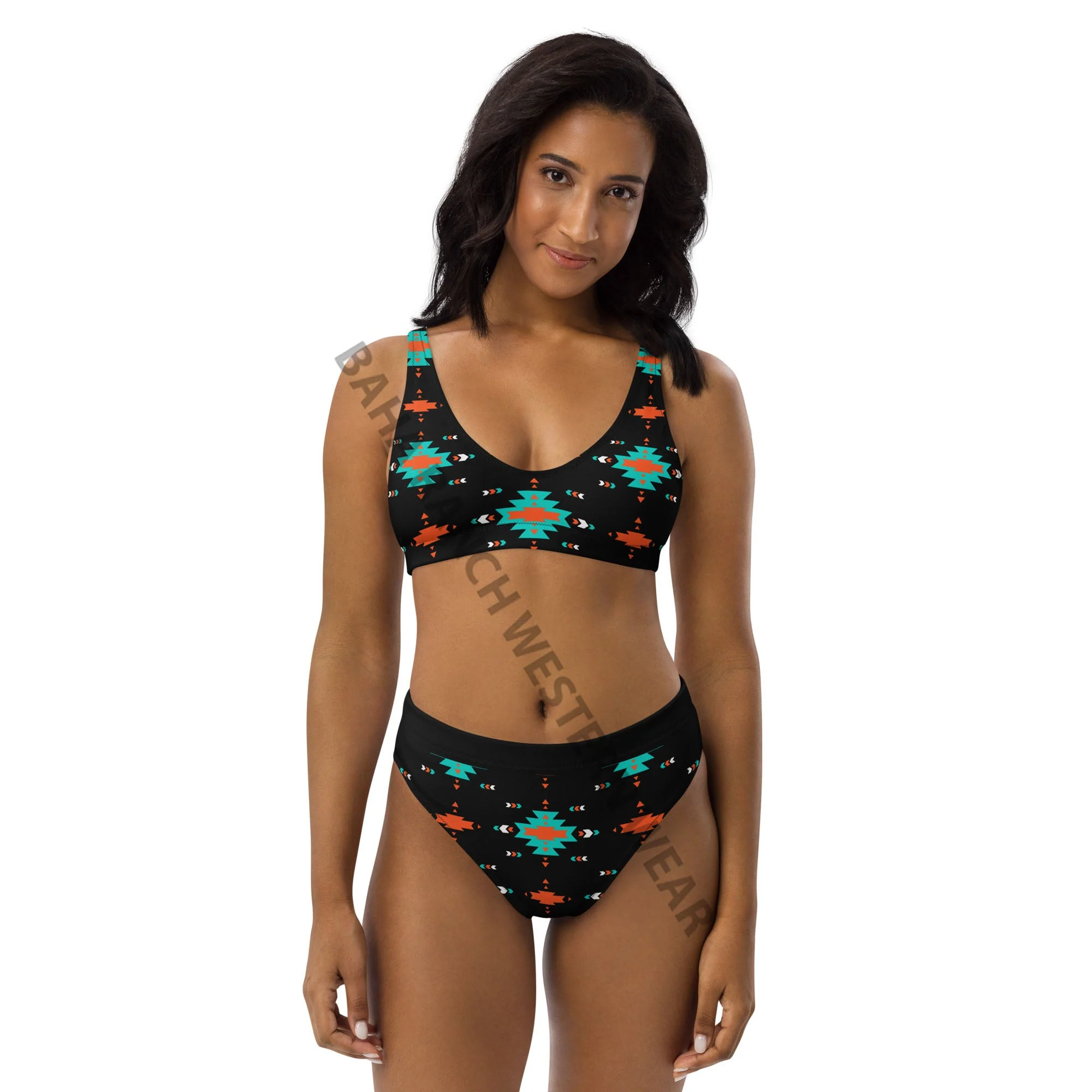 Baha Ranch Yeehaw Turquoise & Orange Aztec Bikini - Image 6