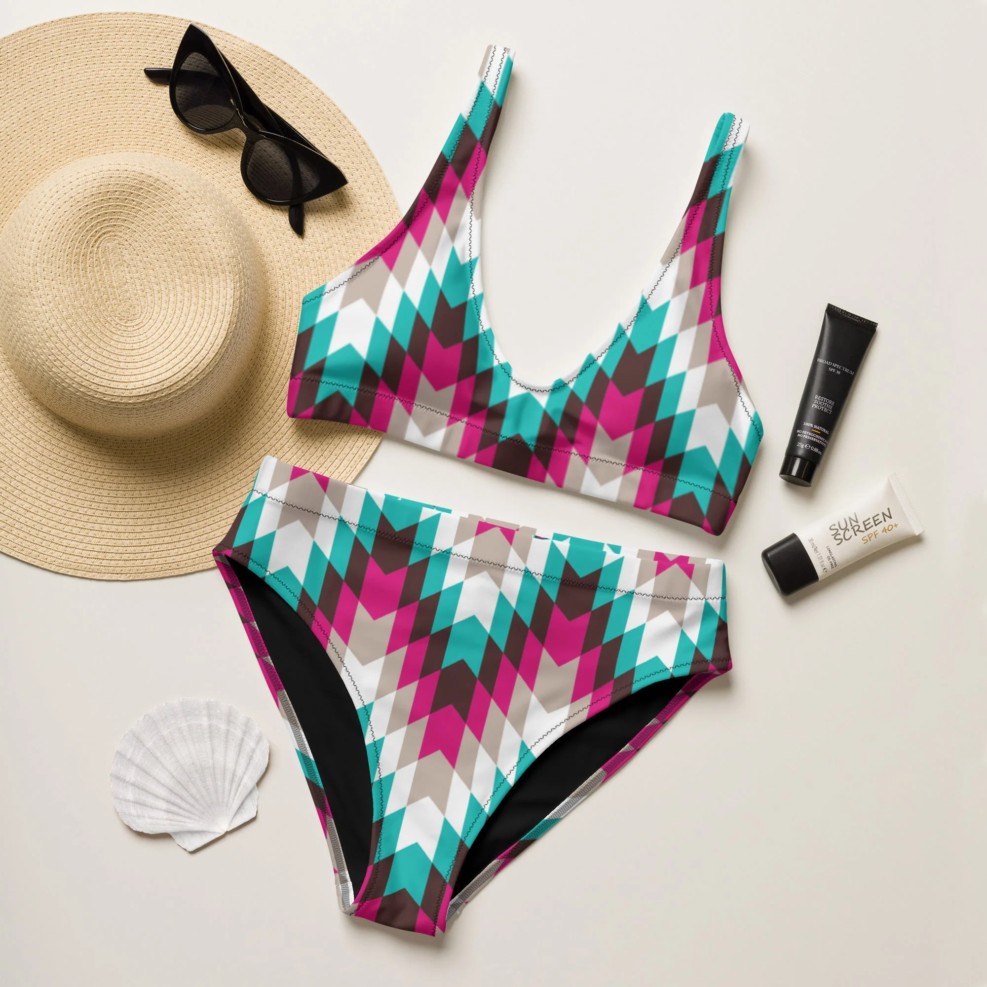 Baha Ranch Yeehaw Turquoise Pink Aztec Bikini - Image 2
