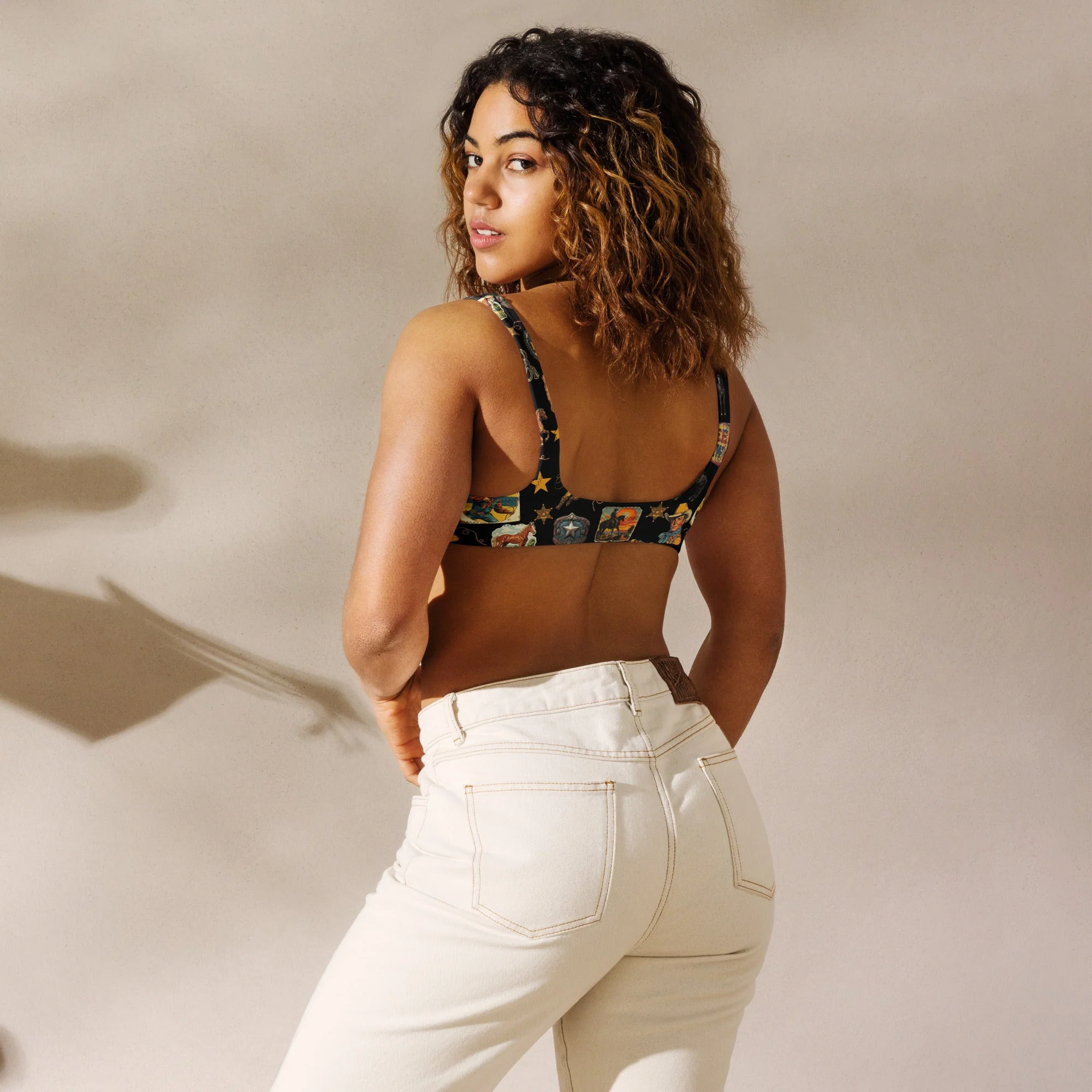 Baha Ranch Yeehaw Vintage Cowboy Collage Bikini Top - Image 3