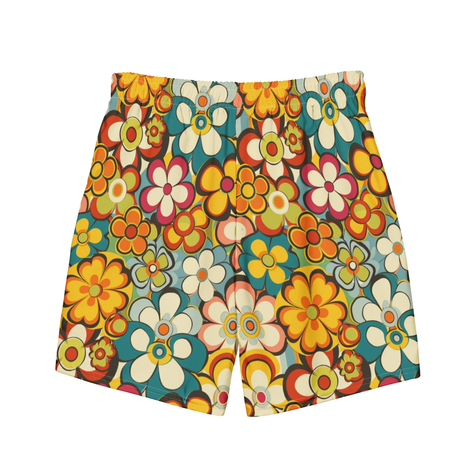 Baha Ranch Yeehaw Woodstock Retro Floral Men's Swim Trunks - Image 5