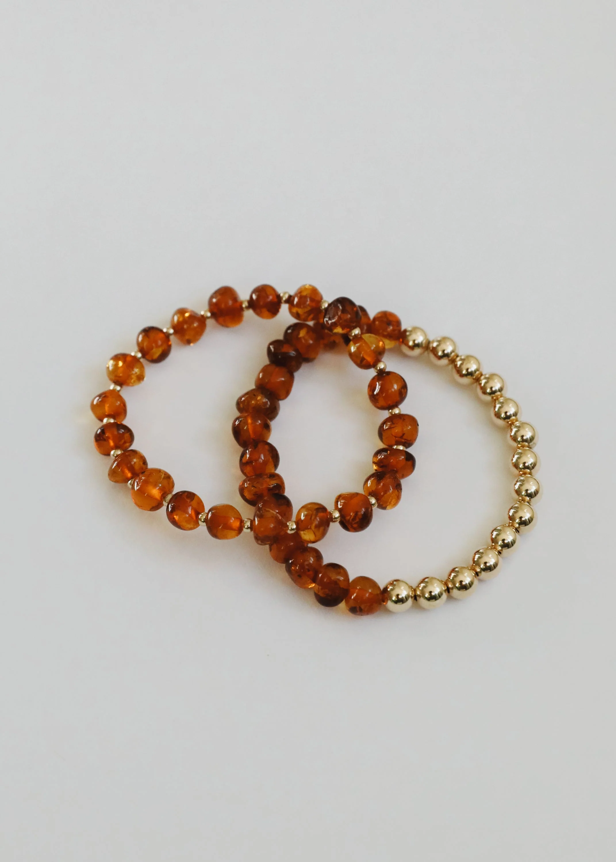 Baltic Sea Amber : 14k Gold Filled Beaded Sun + Moon || Adult Bracelets - Image 2