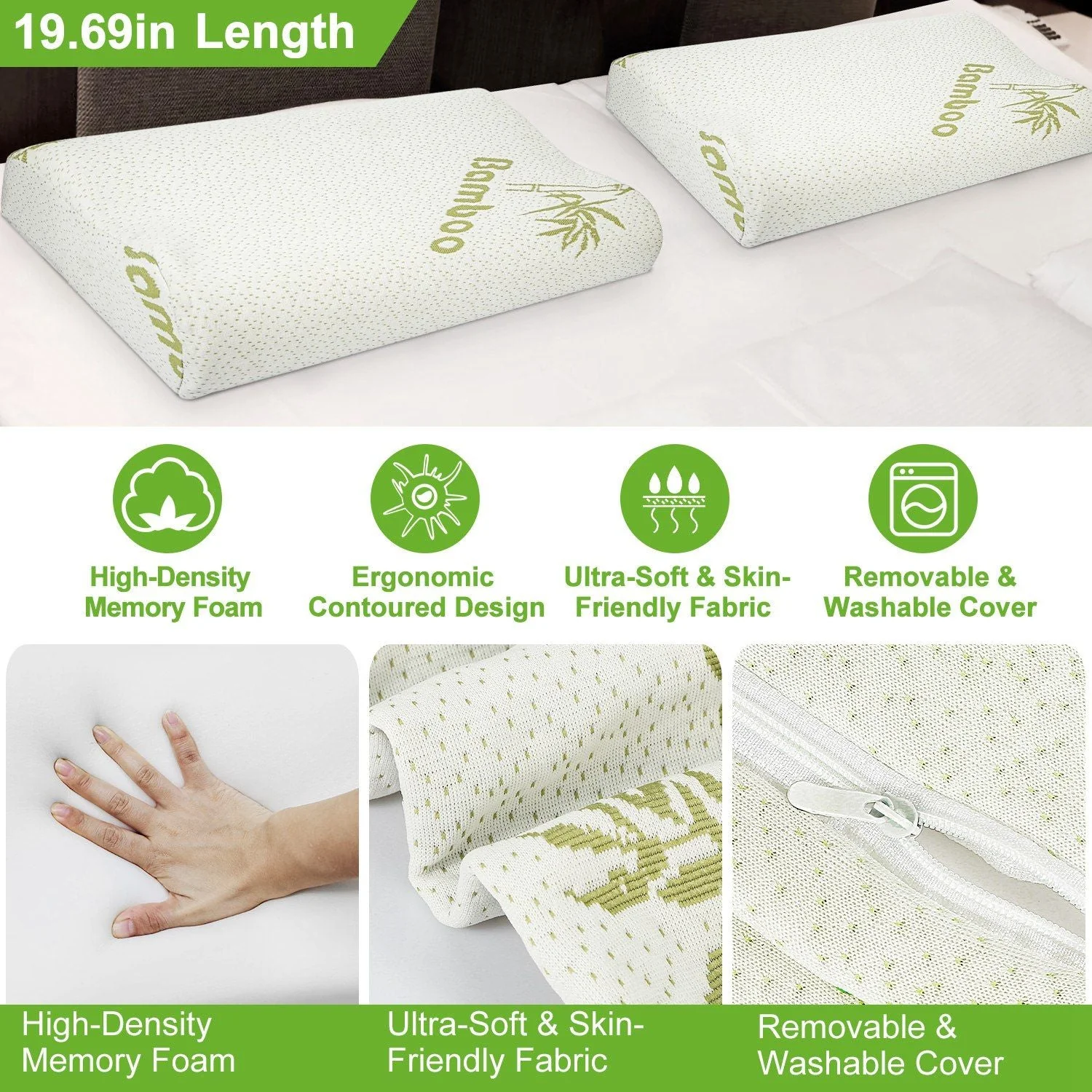 Bamboo Memory Foam Sleep Pillow Contoured Cervical Orthopedic Pillow Neck Support Breath Pillow - Image 7