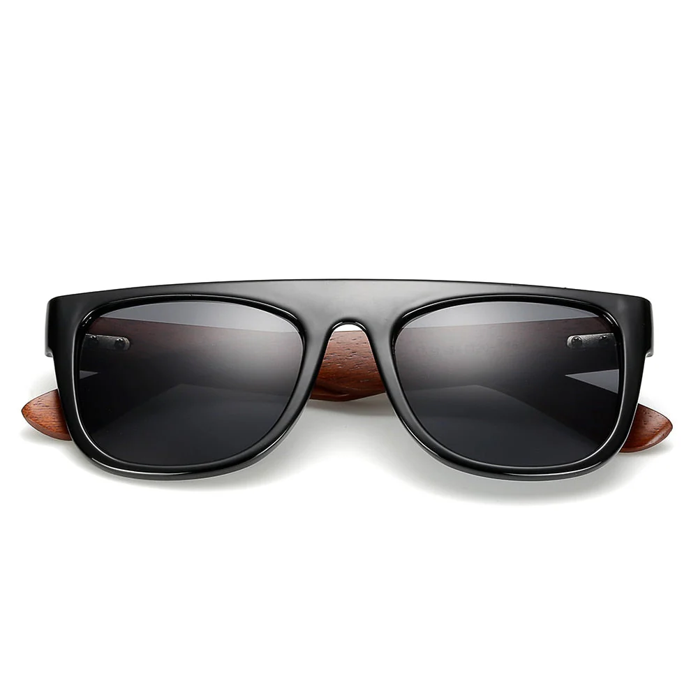 Bamboo Wooden Arms Sunglasses Men Women Black Sunglasses - Image 2
