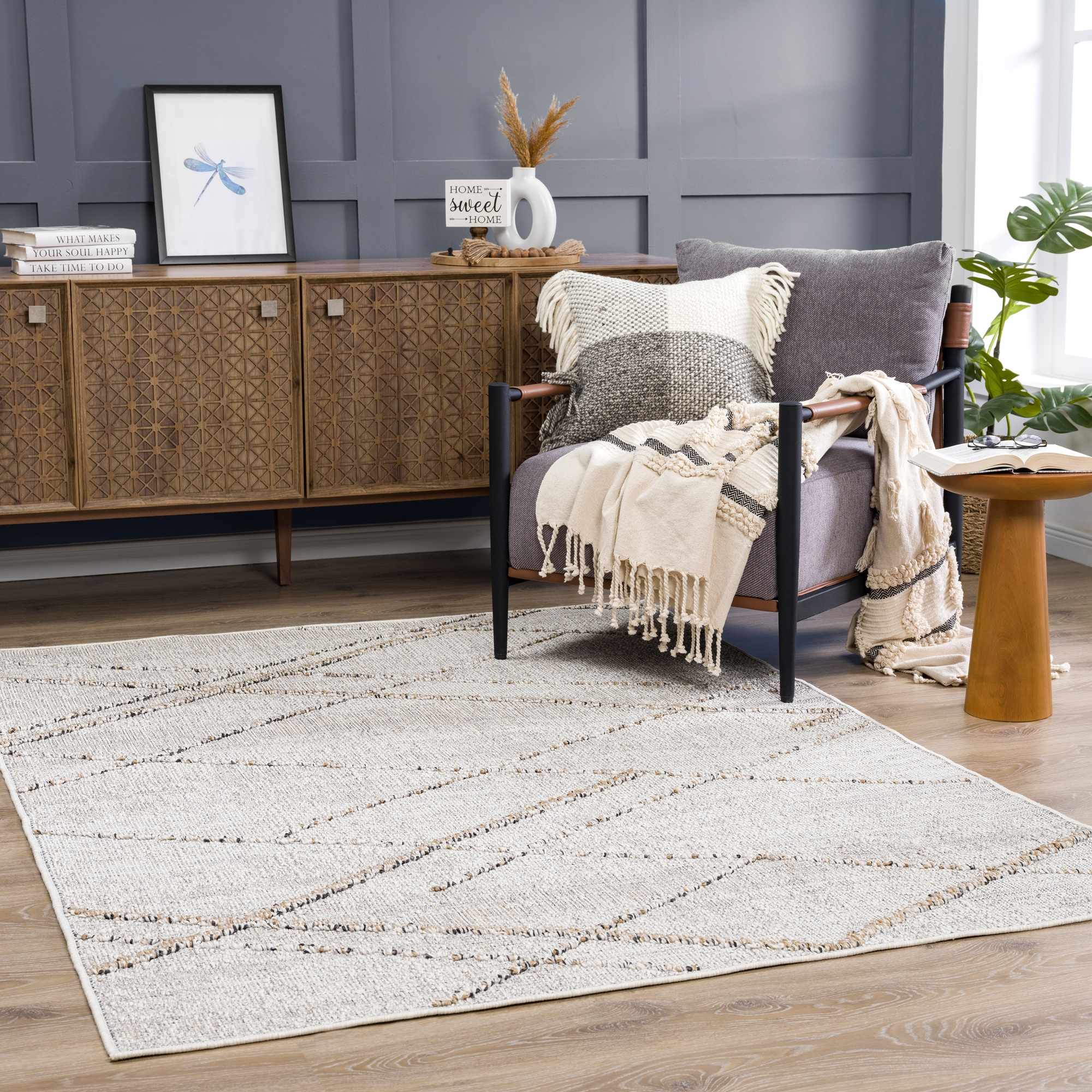 Baqer Bone & Tan Textured Performance Outdoor Rug - Clearance - Image 3