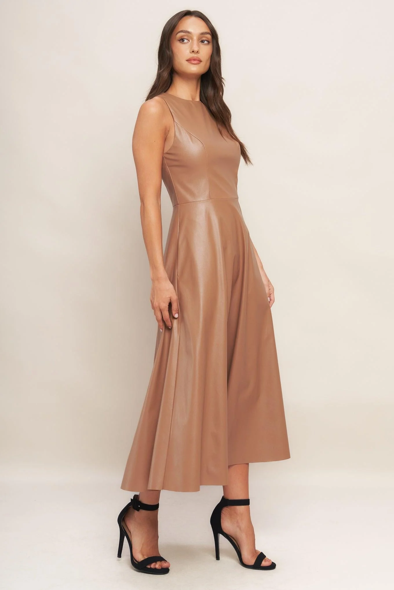 Bare Sophistique Faux Leather Midi Dress - Image 5