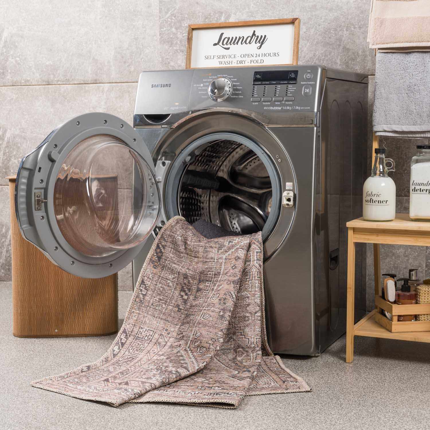 Barny Brown Flat Pile Washable Rug - Clearance - Image 10