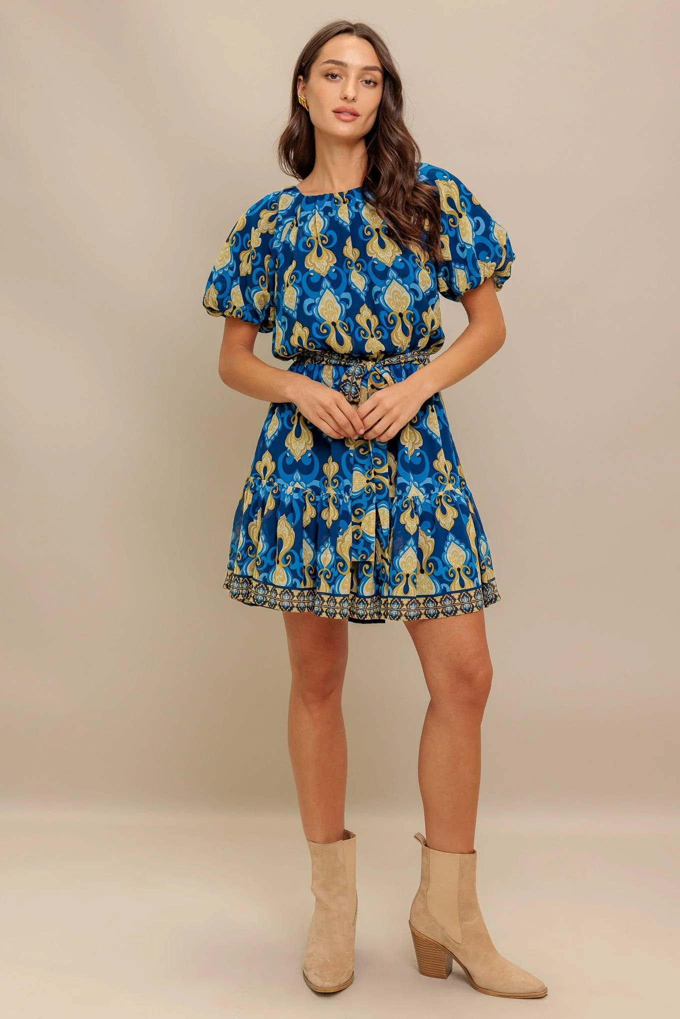 Baroque Breeze Woven Mini Dress - Image 5
