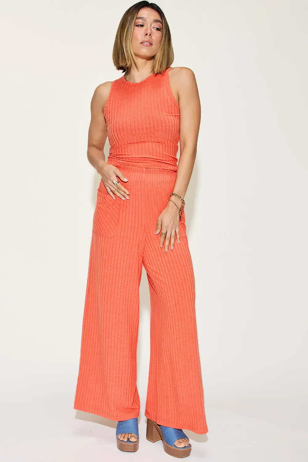 Basic Bae Full Size Ribbed Tank and Wide Leg Pants Set - Image 5