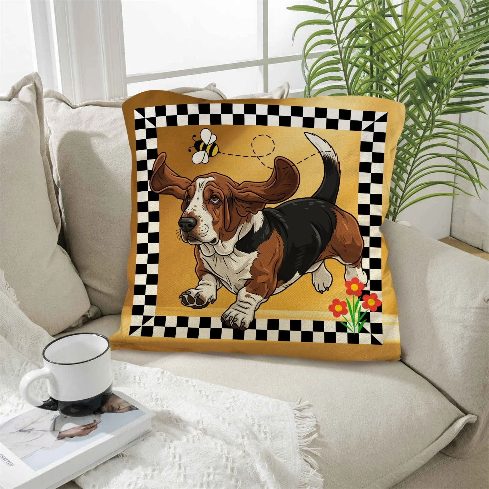 Basset Hound Throw Pillow Case Made in America - Image 5