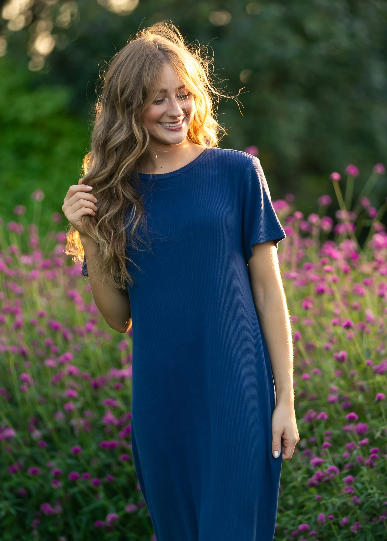 Baylor Navy Ribbed T-shirt Dress - Image 13
