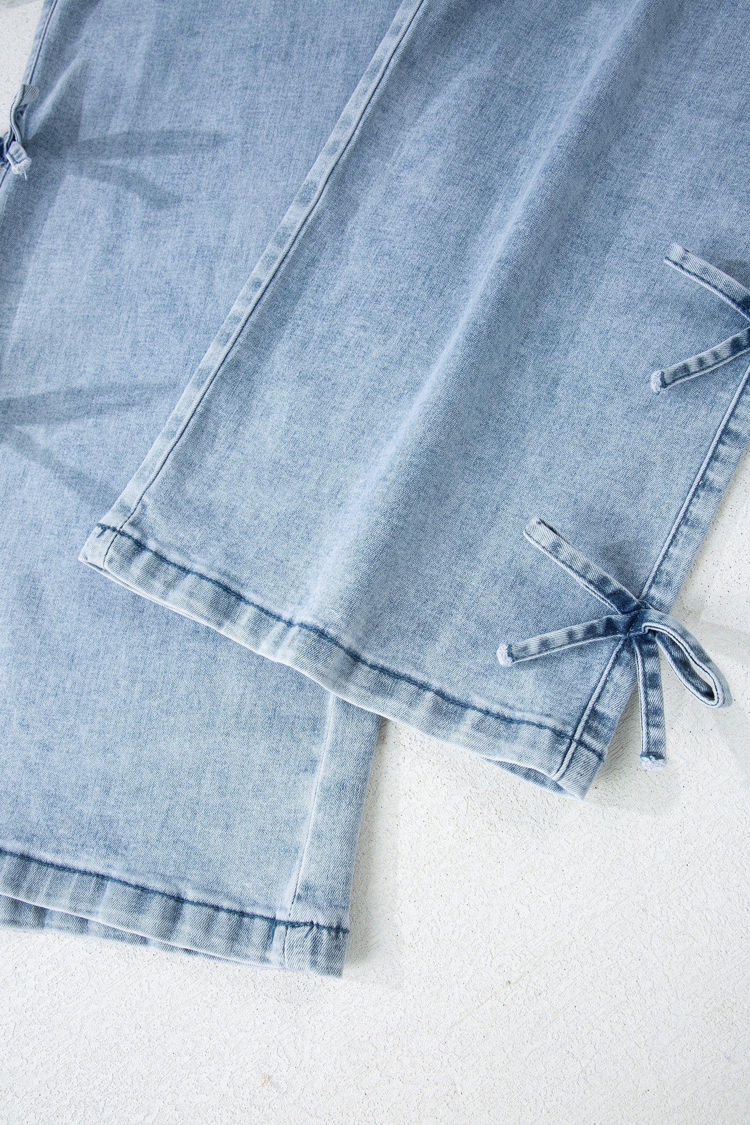 Beau Blue Bow Knot Side Detail Straight Leg Loose Jeans - Image 17