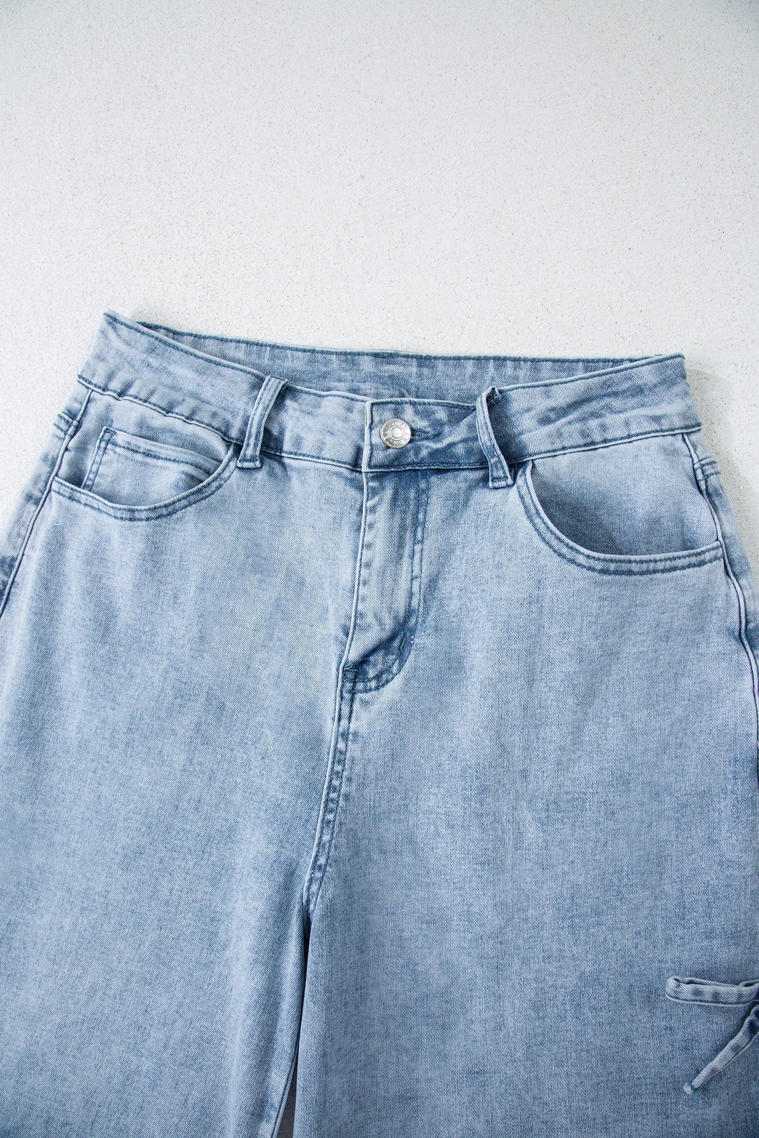Beau Blue Bow Knot Side Detail Straight Leg Loose Jeans - Image 22