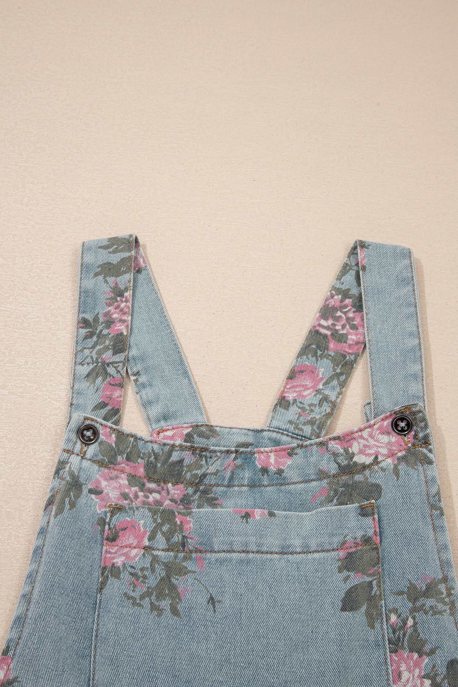 Beau Blue Floral Print Pleated High Waist Wide Leg Denim Jumpsuit - Image 8