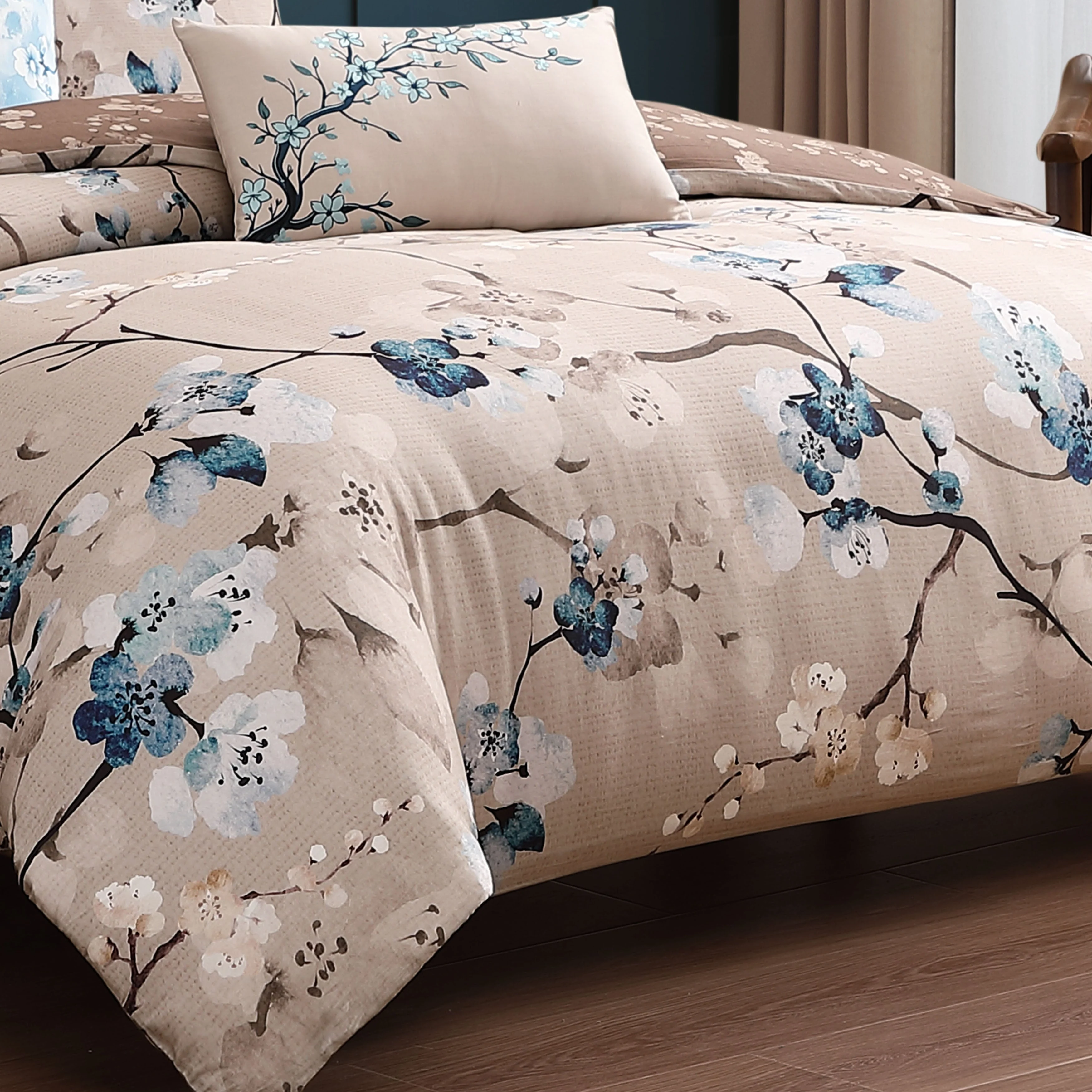 Bebejan Blue Blossom 5 Piece Reversible Comforter Set - Image 5