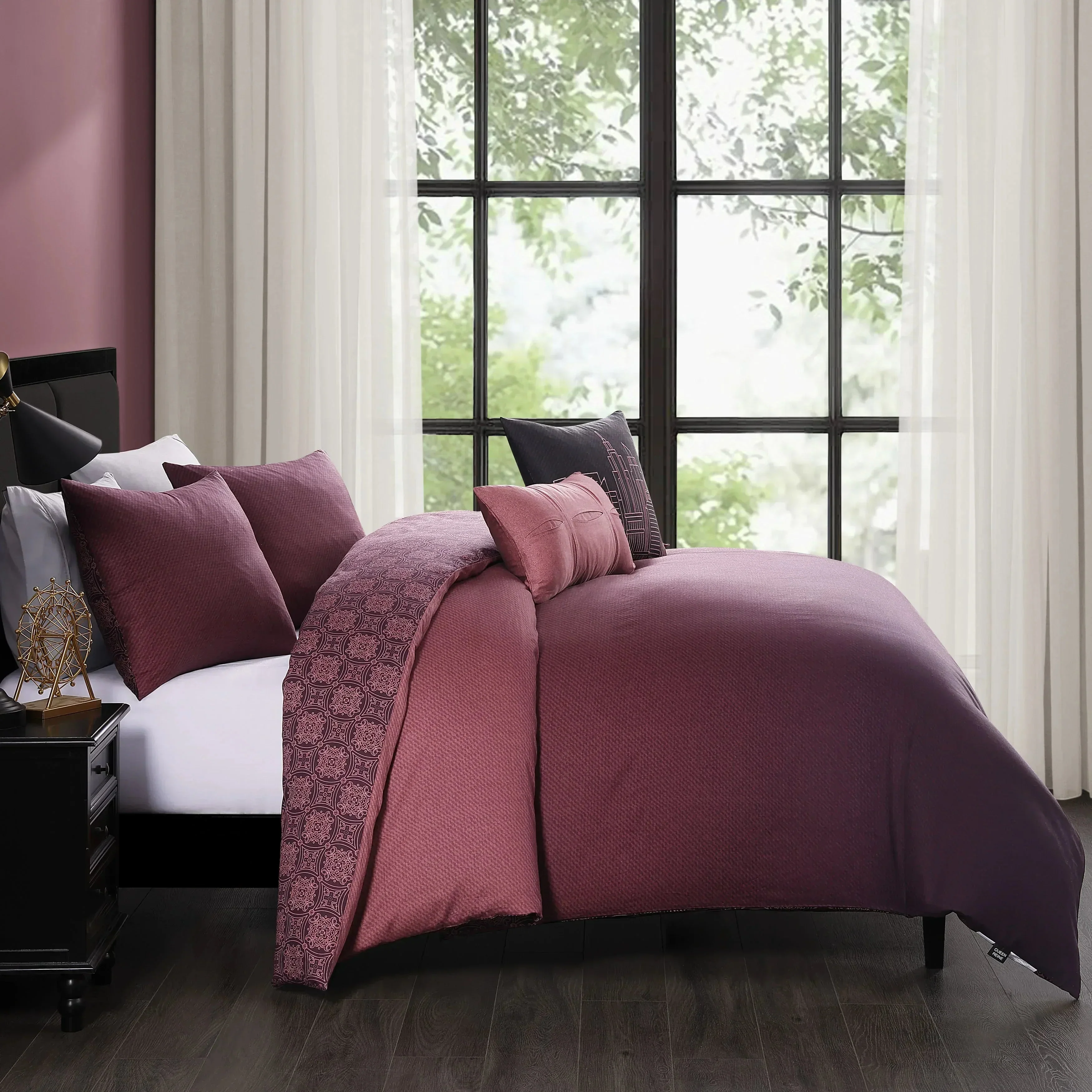 Bebejan Mauve Dreams 5 Piece Reversible Comforter Set - Image 8