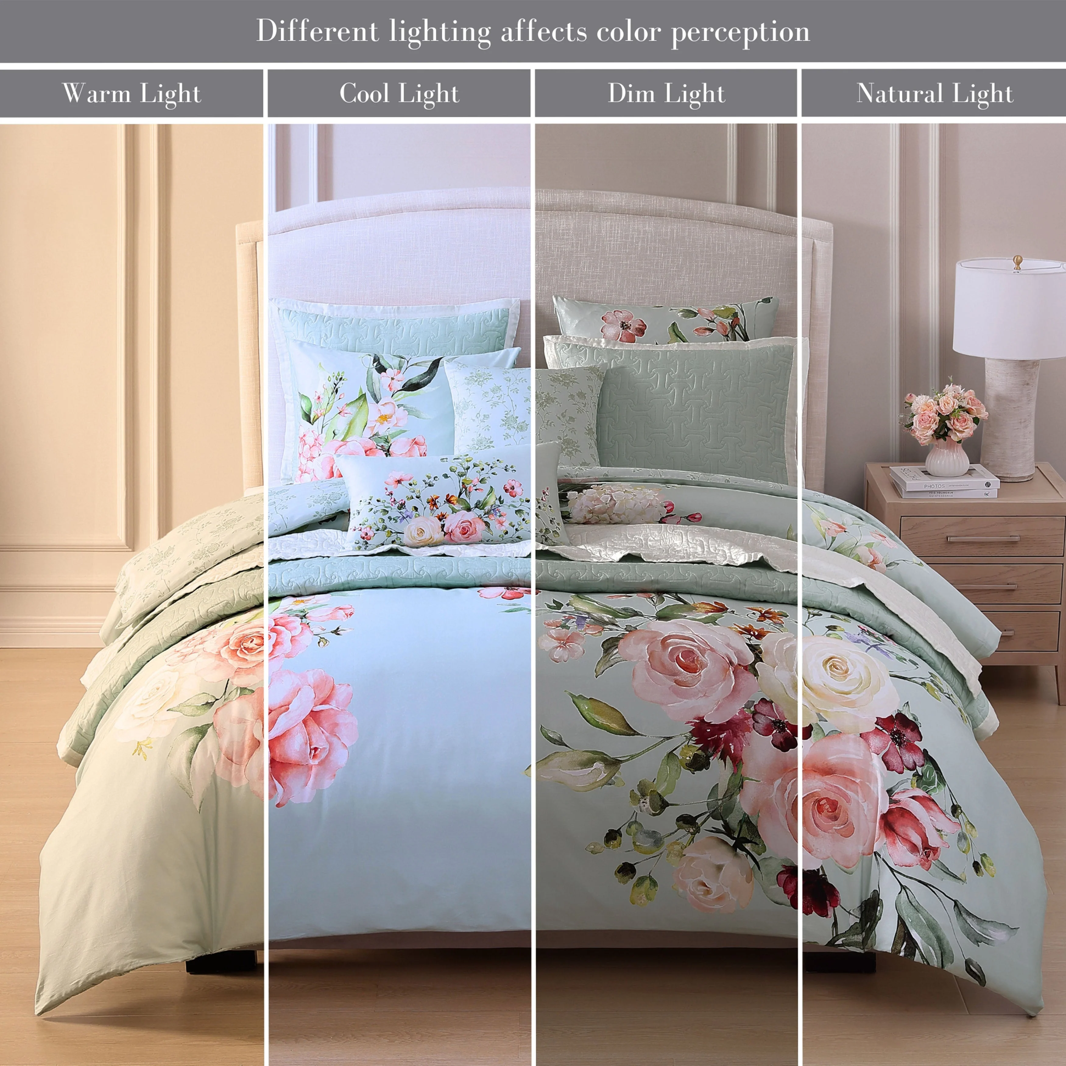 Bebejan Rose on Misty Green 8 Piece Reversible Comforter & Coverlet Set - Image 10