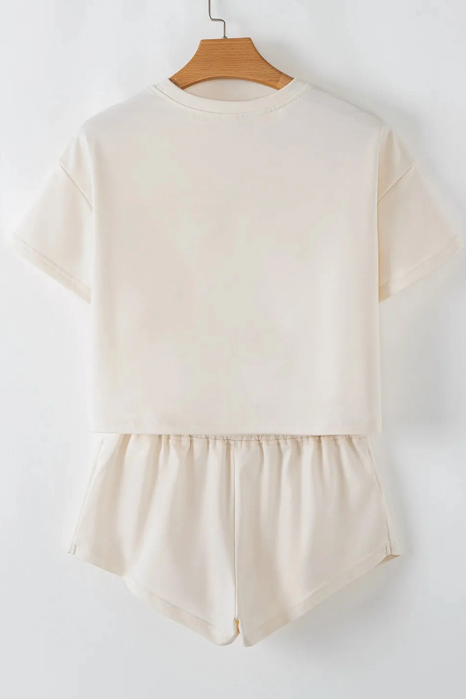 Beige Sequin Patriotic Star Cropped Tee Skort 2pcs Set - Image 5