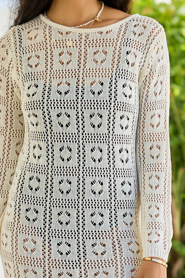 Being Shady Natural Open Knit Midi Cover Up - Image 6