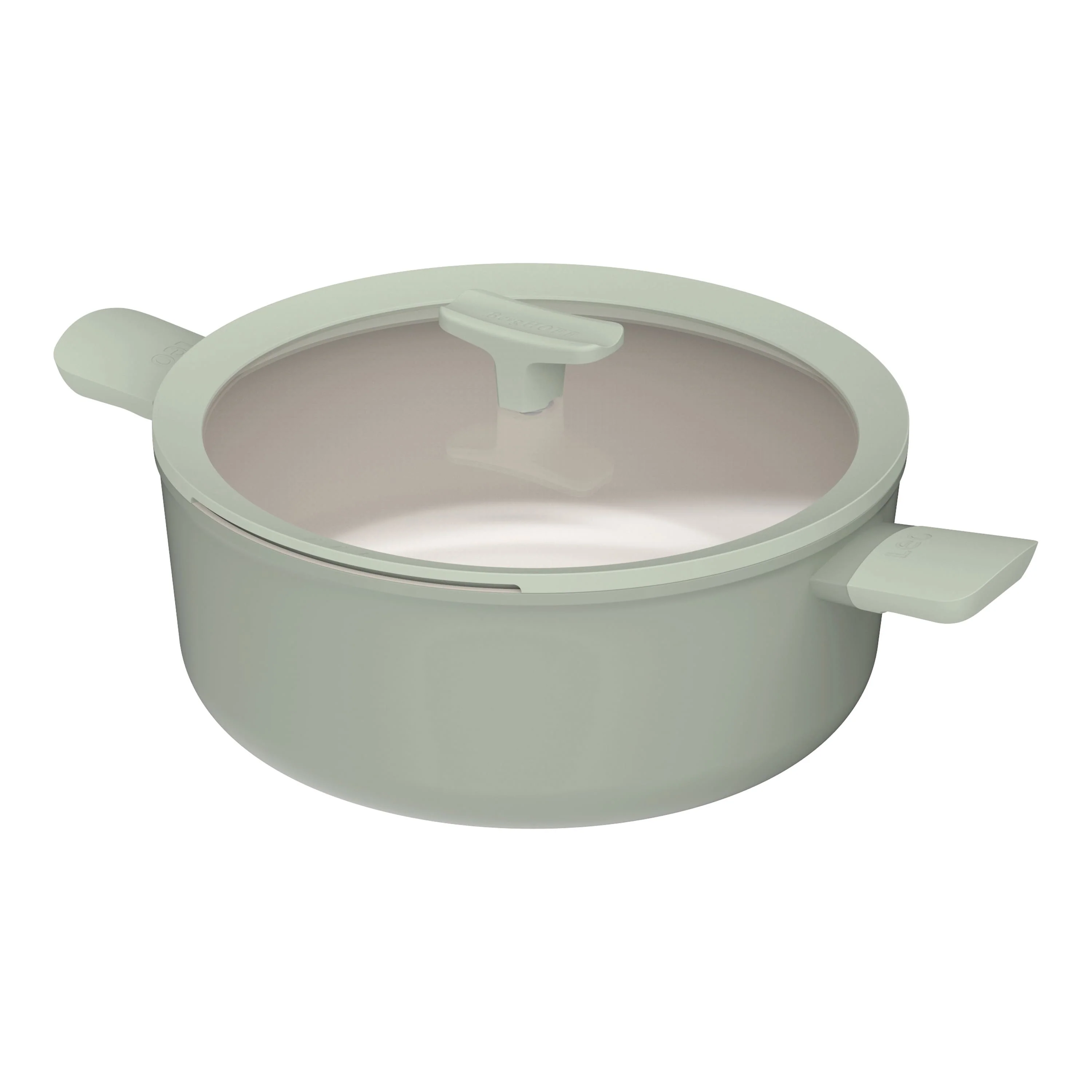 BergHOFF Balance Nonstick Ceramic Stockpot 11", 6.5qt. With Glass Lid, Recycled Aluminum, Sage